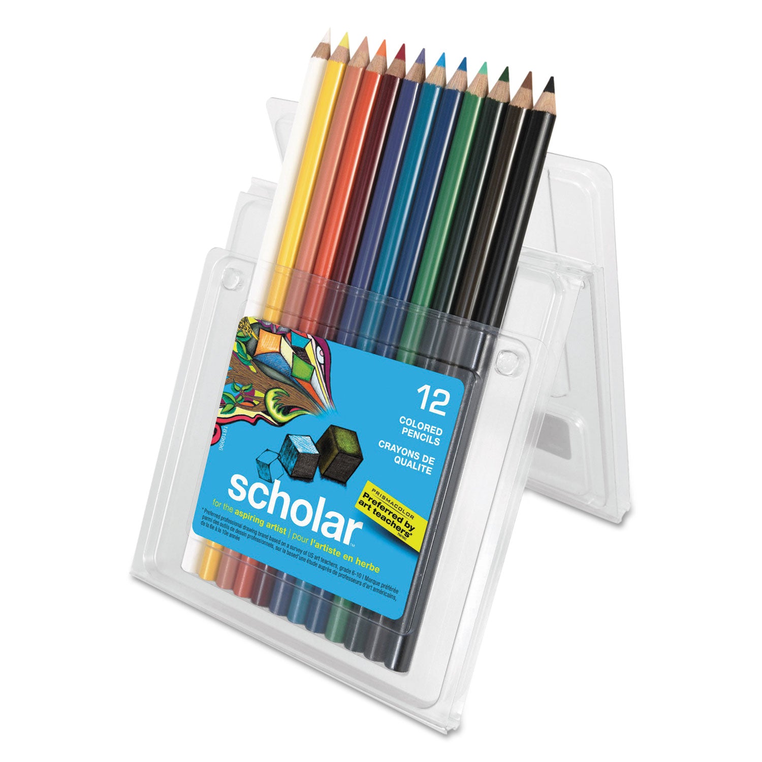 Prismacolor® Scholar Colored Pencil Set, 3 mm, 2B, Assorted Lead and Barrel Colors, Dozen