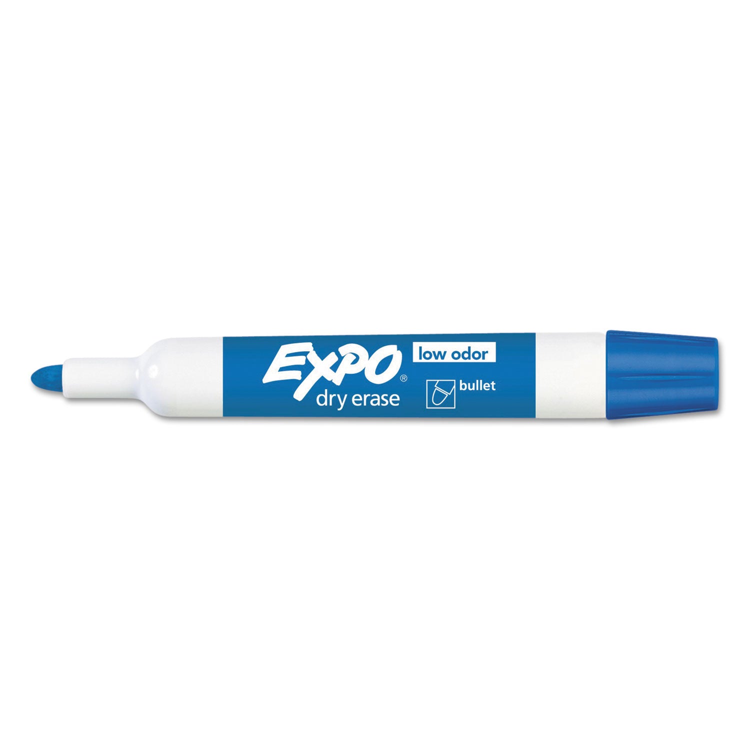 EXPO® Low-Odor Dry-Erase Marker, Medium Bullet Tip, Blue, Dozen