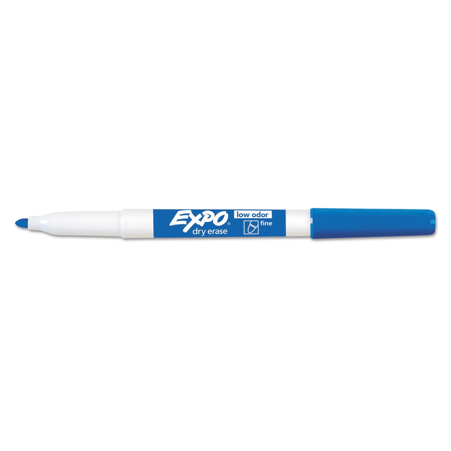 EXPO® Low-Odor Dry-Erase Marker, Fine Bullet Tip, Blue, Dozen