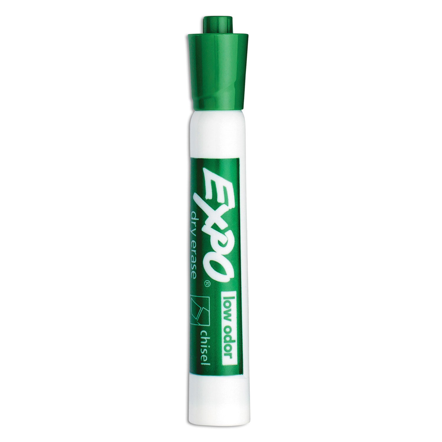 EXPO® Low-Odor Dry-Erase Marker, Broad Chisel Tip, Green, Dozen