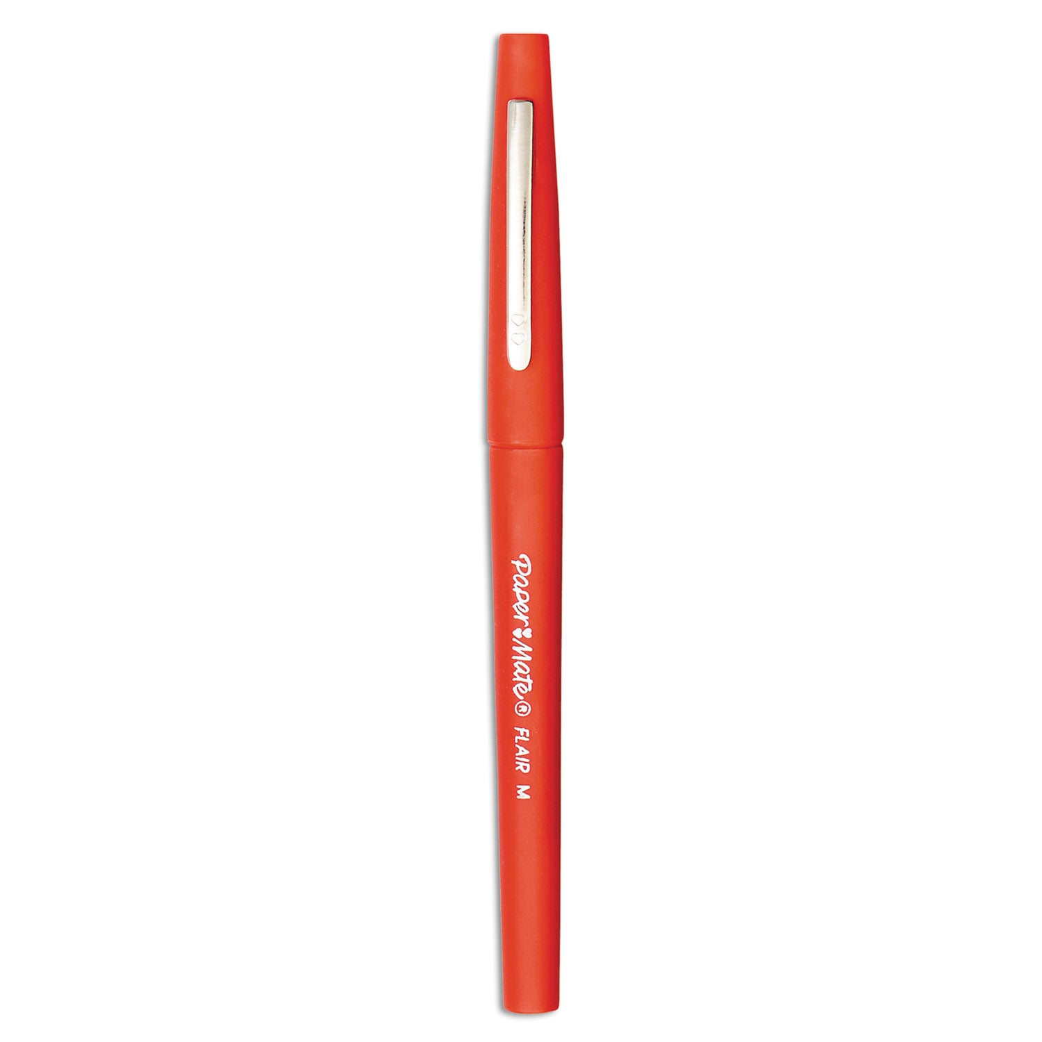 Paper Mate® Point Guard Flair Felt Tip Porous Point Pen, Stick, Medium 0.7 mm, Red Ink, Red Barrel, Dozen