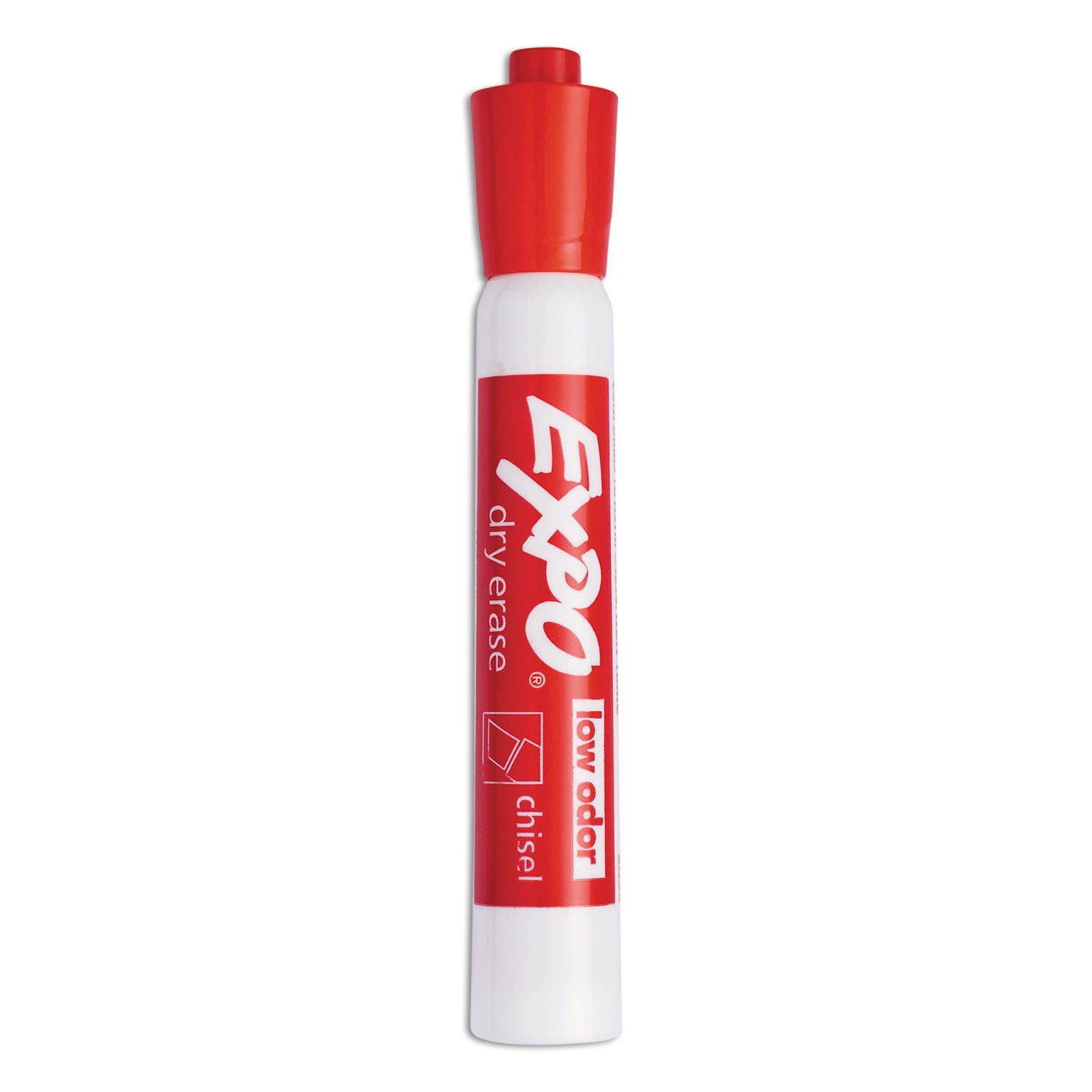 EXPO® Low-Odor Dry-Erase Marker, Broad Chisel Tip, Red, Dozen