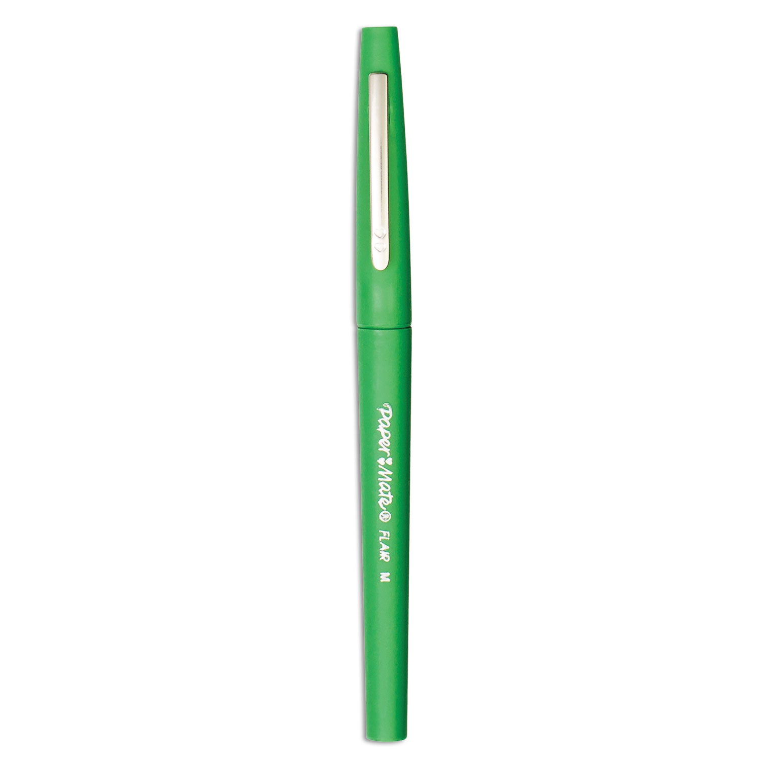 Paper Mate® Point Guard Flair Felt Tip Porous Point Pen, Stick, Medium 0.7 mm, Green Ink, Green Barrel, Dozen