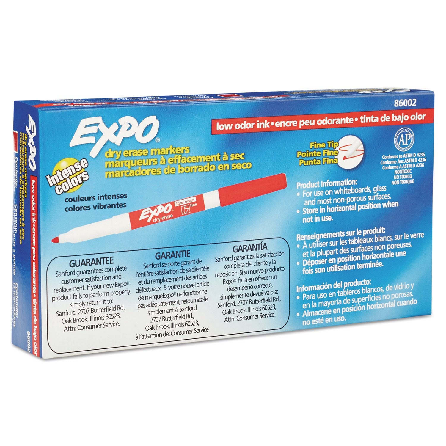 EXPO® Low-Odor Dry-Erase Marker, Fine Bullet Tip, Red, Dozen