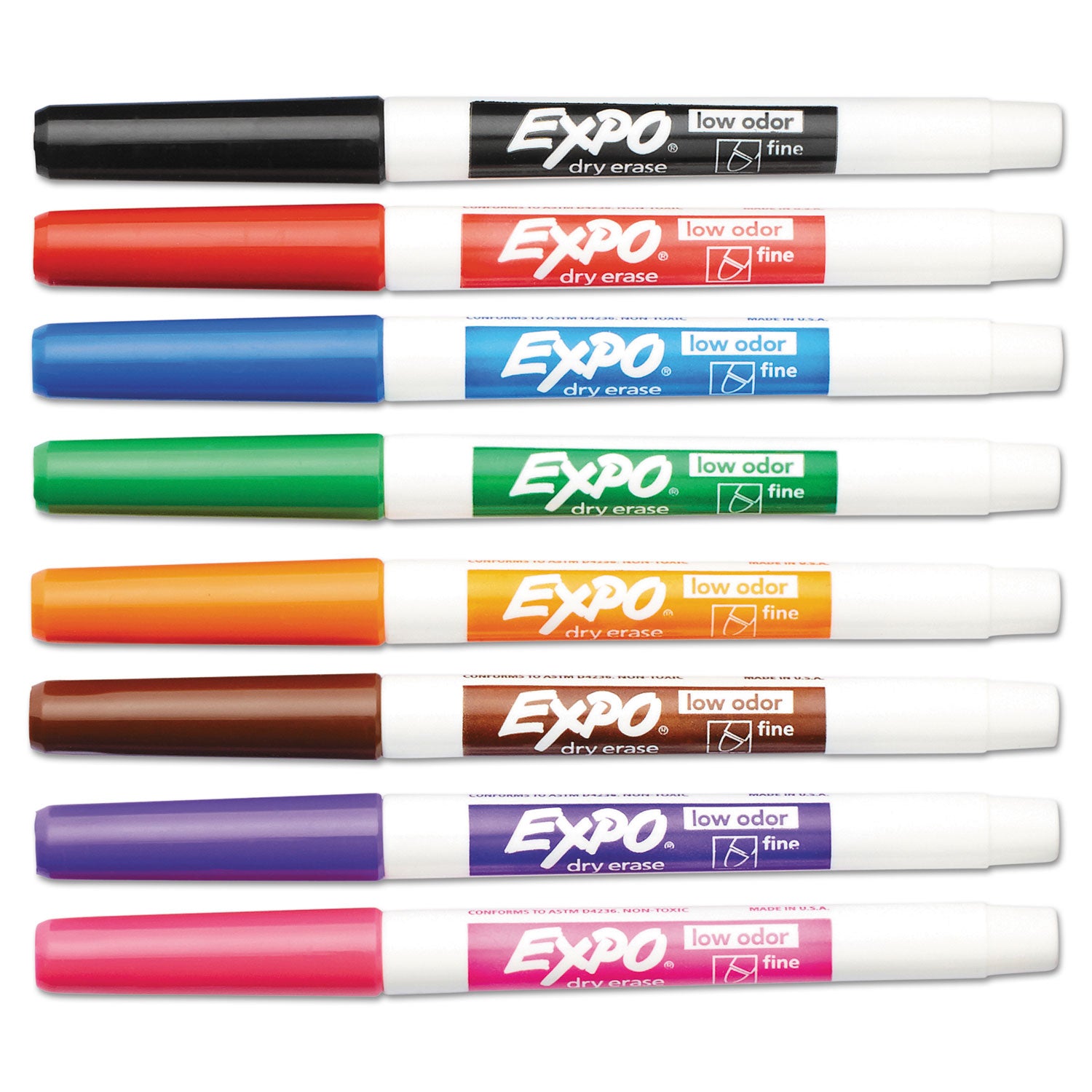 EXPO® Low-Odor Dry-Erase Marker, Fine Bullet Tip, Assorted Colors, 8/Set