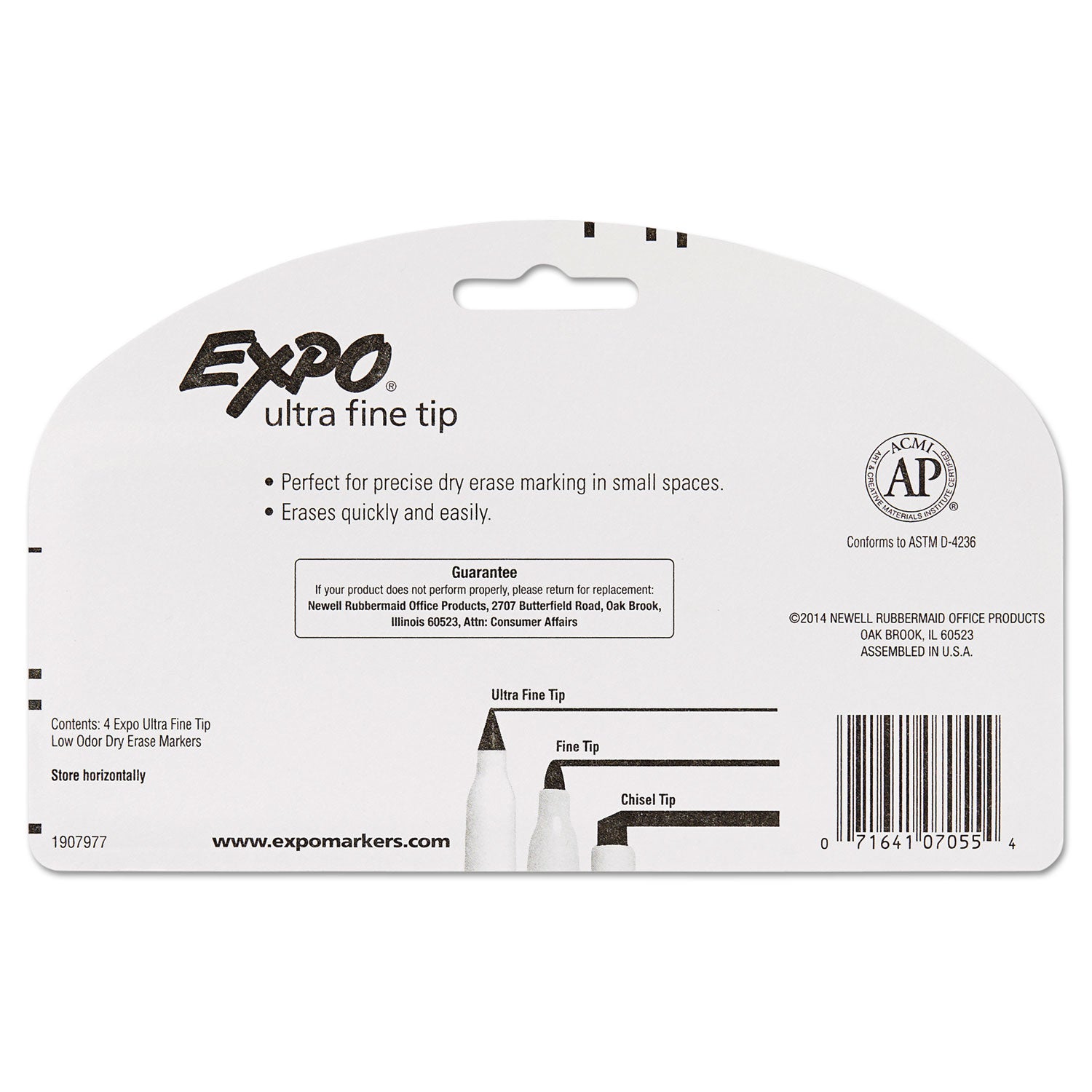 EXPO® Low-Odor Dry-Erase Marker, Extra-Fine Bullet Tip, Black, 4/Pack