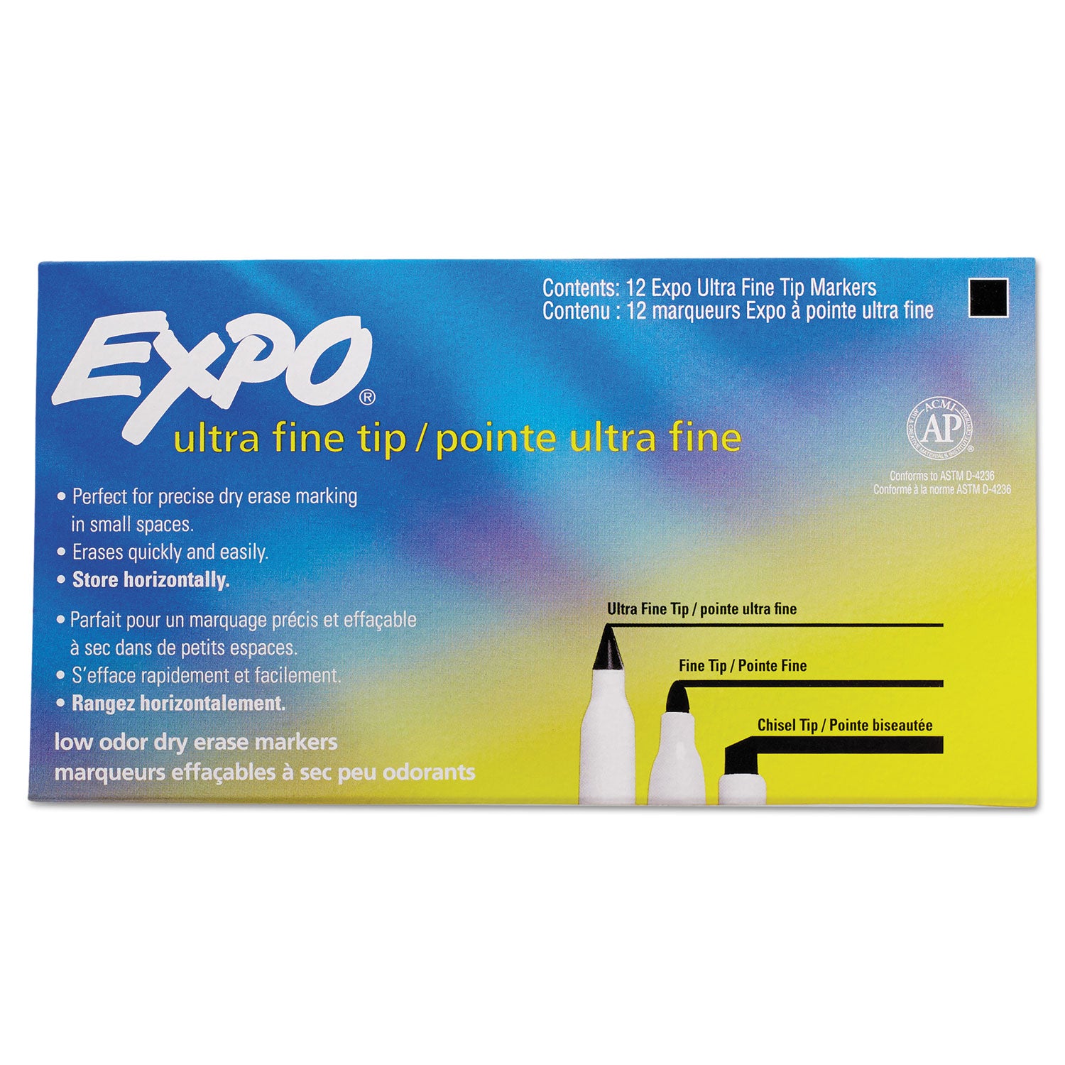 EXPO® Low-Odor Dry-Erase Marker, Extra-Fine Bullet Tip, Black