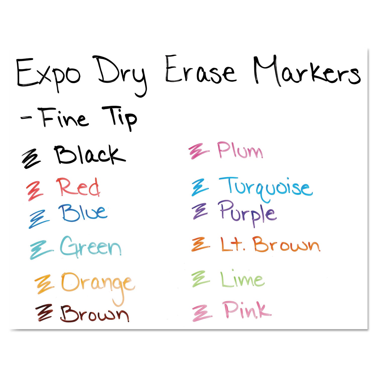 Low-Odor Dry-Erase Marker, Fine Bullet Tip, Assorted Colors, 12/Set EXPO® Flipcost