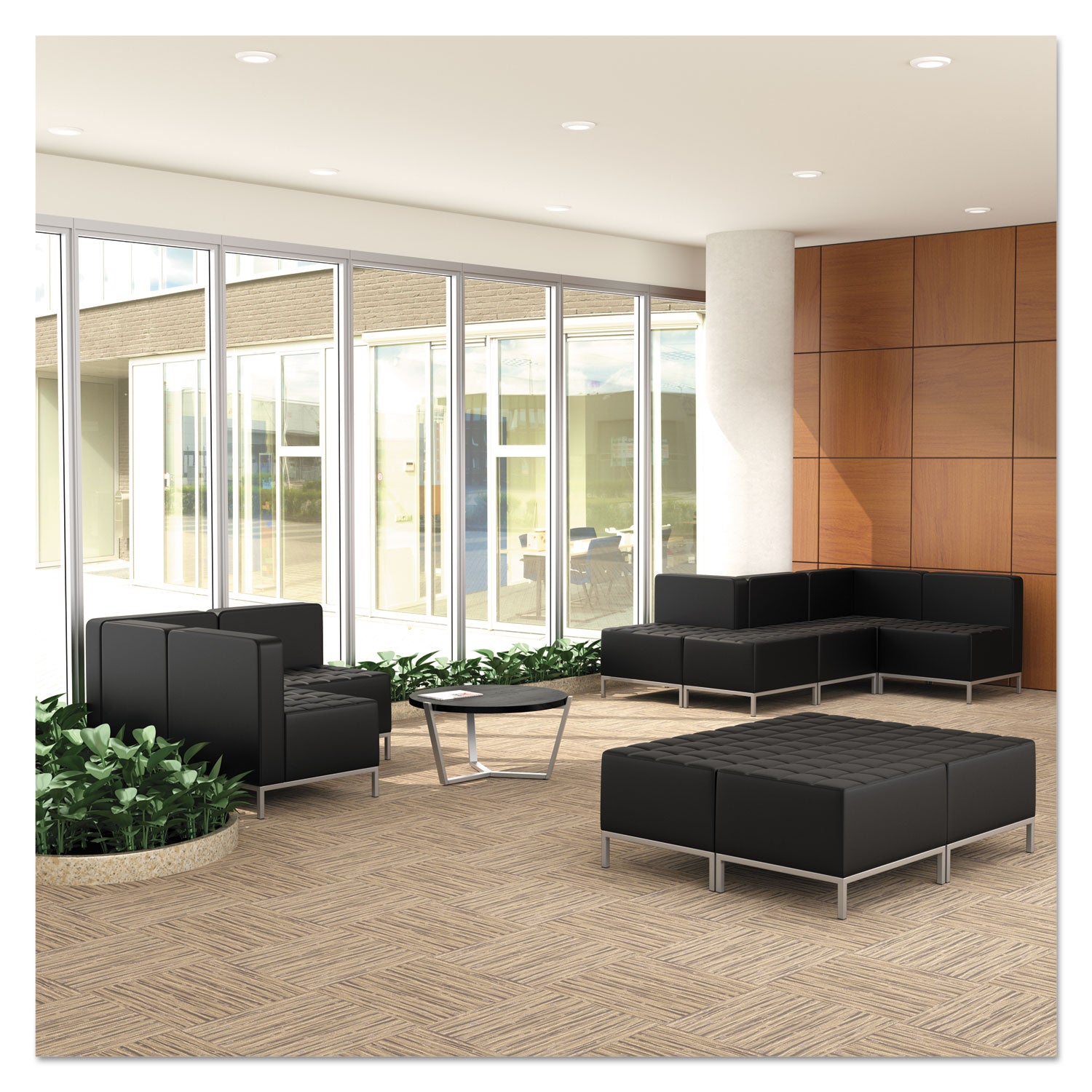 Alera® Alera QUB Series Armless L Sectional, 26.38w x 26.38d x 30.5h, Black