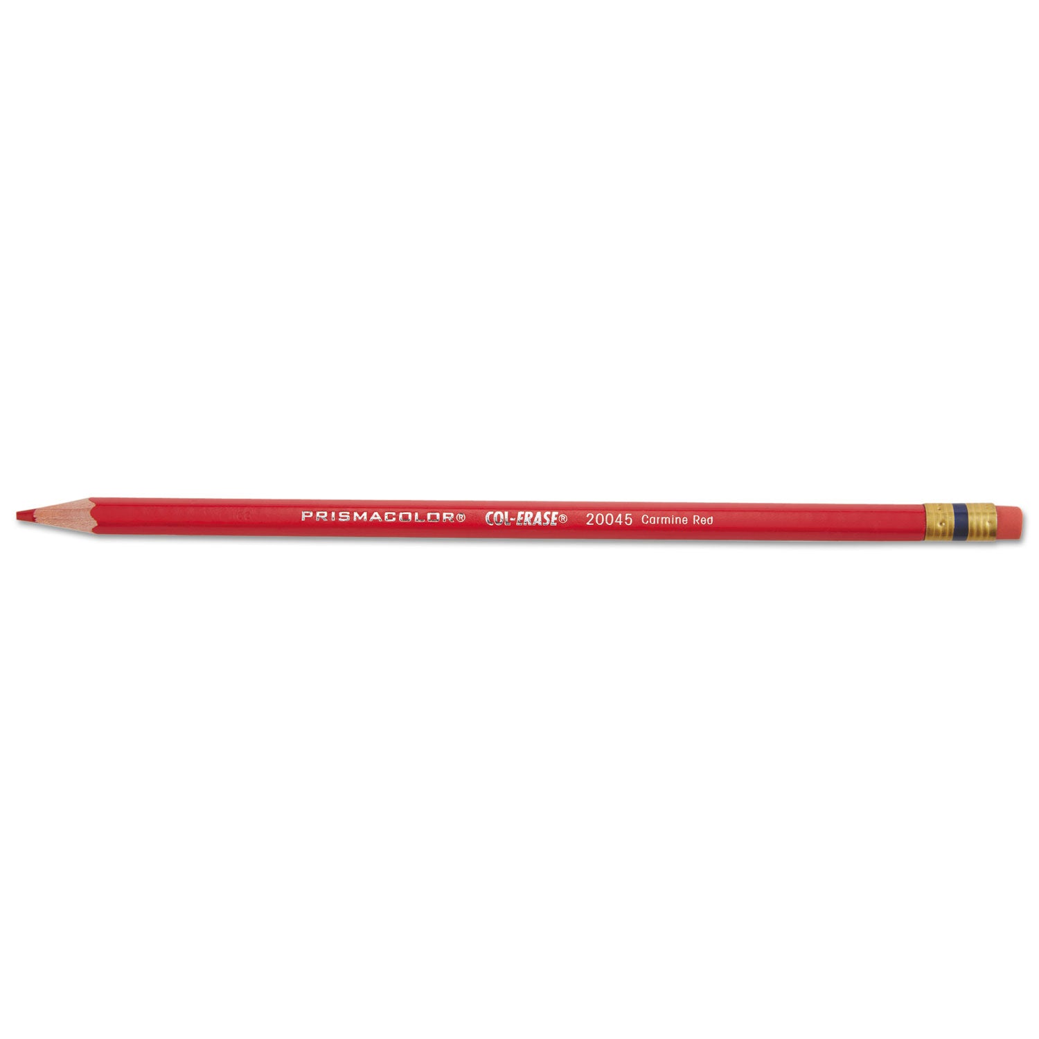 Prismacolor® Col-Erase Pencil with Eraser, 0.7 mm, 2B, Carmine Red Lead, Carmine Red Barrel, Dozen