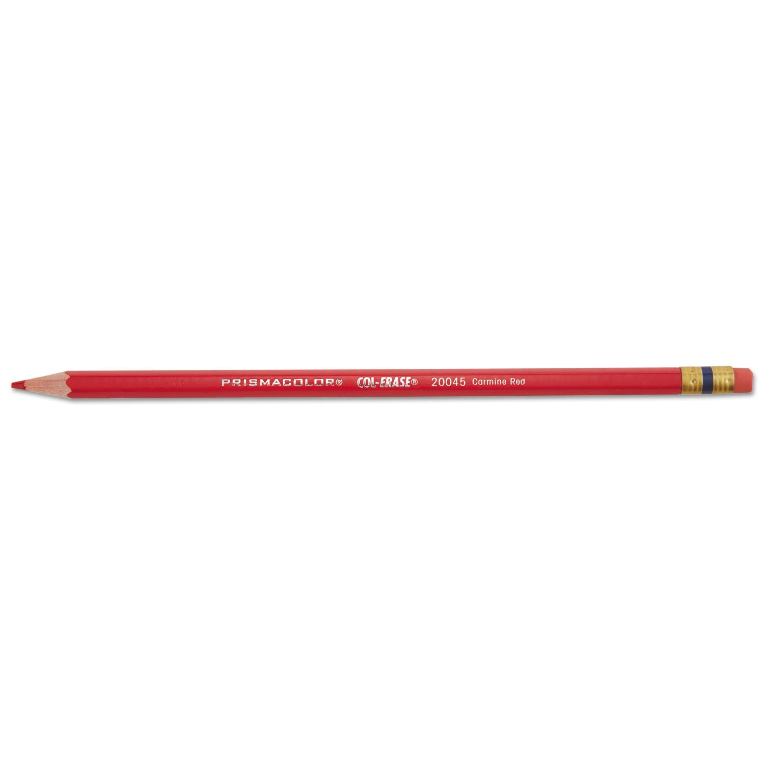 Prismacolor® Col-Erase Pencil with Eraser, 0.7 mm, 2B, Carmine Red Lead, Carmine Red Barrel, Dozen