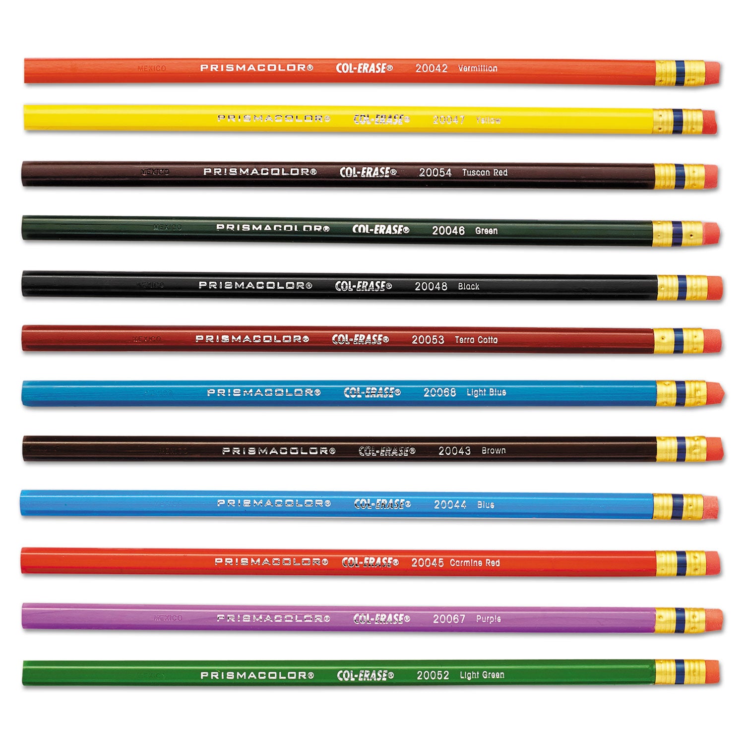 Prismacolor® Col-Erase Pencil with Eraser, 0.7 mm, 2B, Assorted Lead and Barrel Colors, Dozen