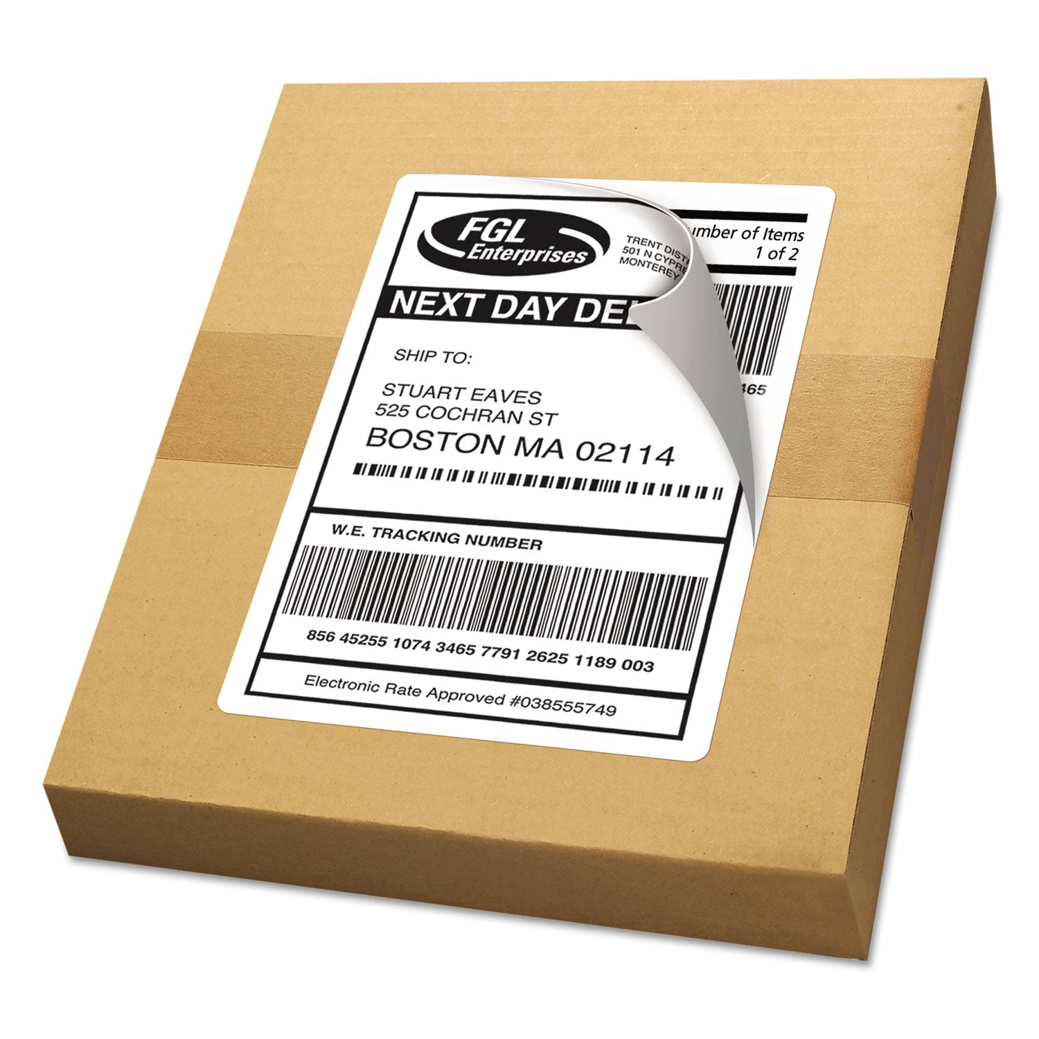 Avery® Shipping Labels w/ TrueBlock Technology, Laser Printers, 5.5 x 8.5, White, 2/Sheet, 100 Sheets/Box