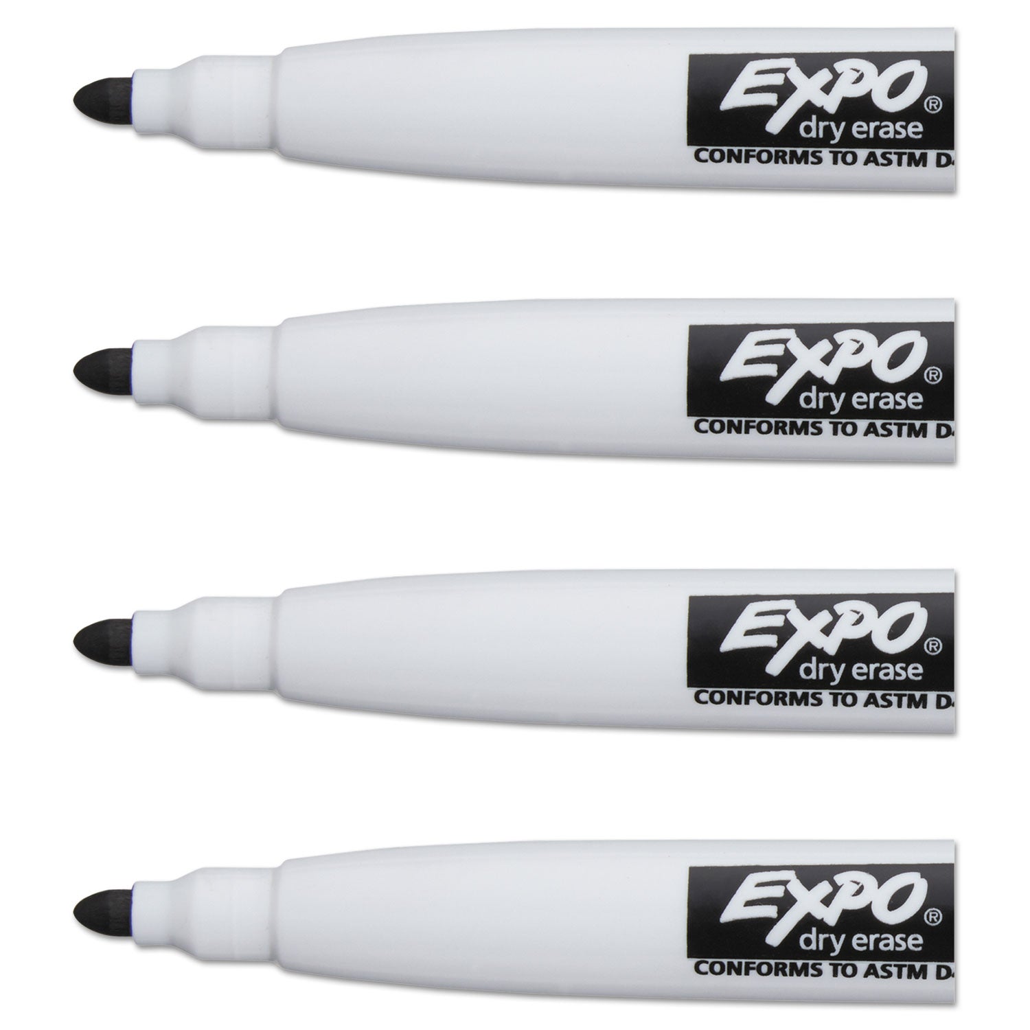 EXPO® Magnetic Dry Erase Marker, Fine Bullet Tip, Black, 4/Pack