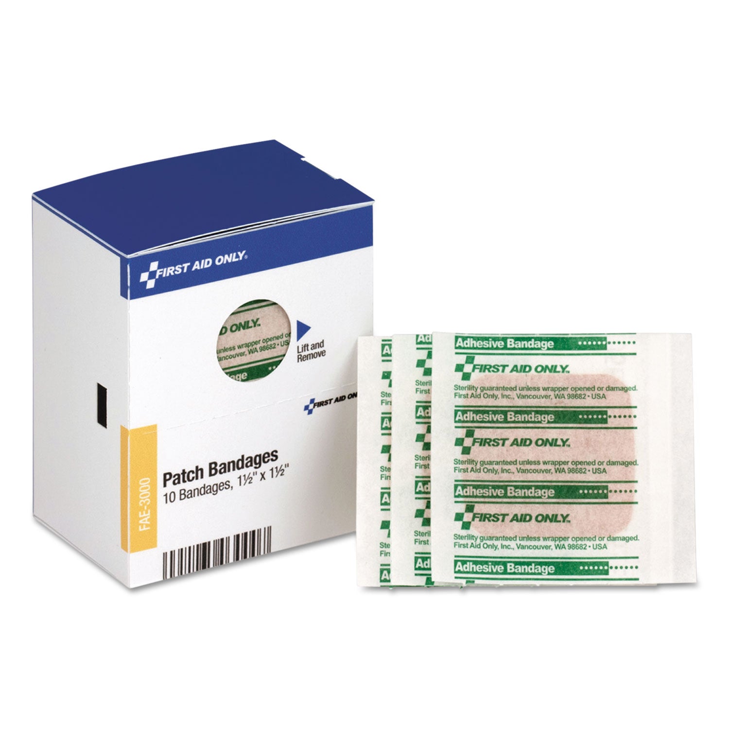 SmartCompliance Patch Bandages, 1.5 x 1.5, 10/Box