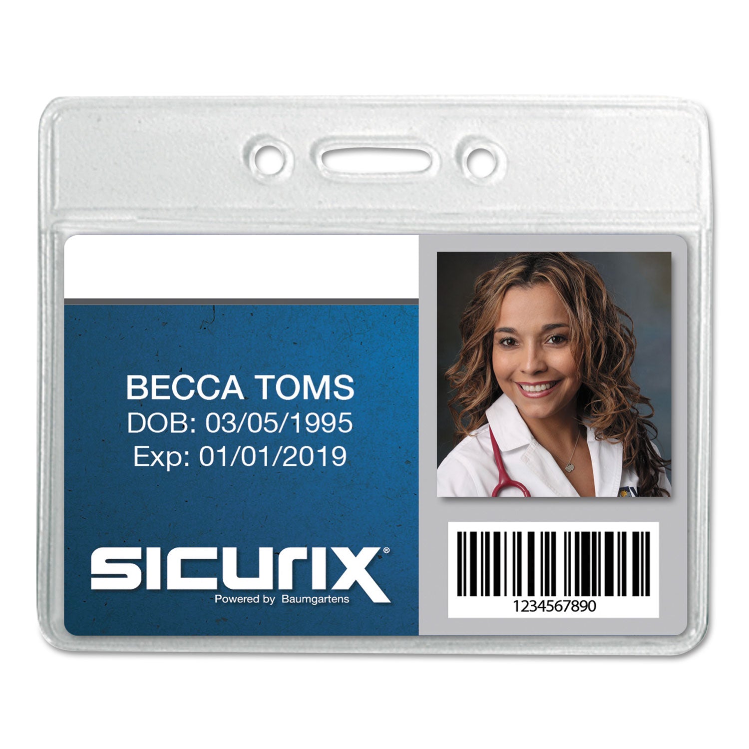 SICURIX Badge Holder, Horizontal, 2.13 x 3.38, Clear, 12/Pack