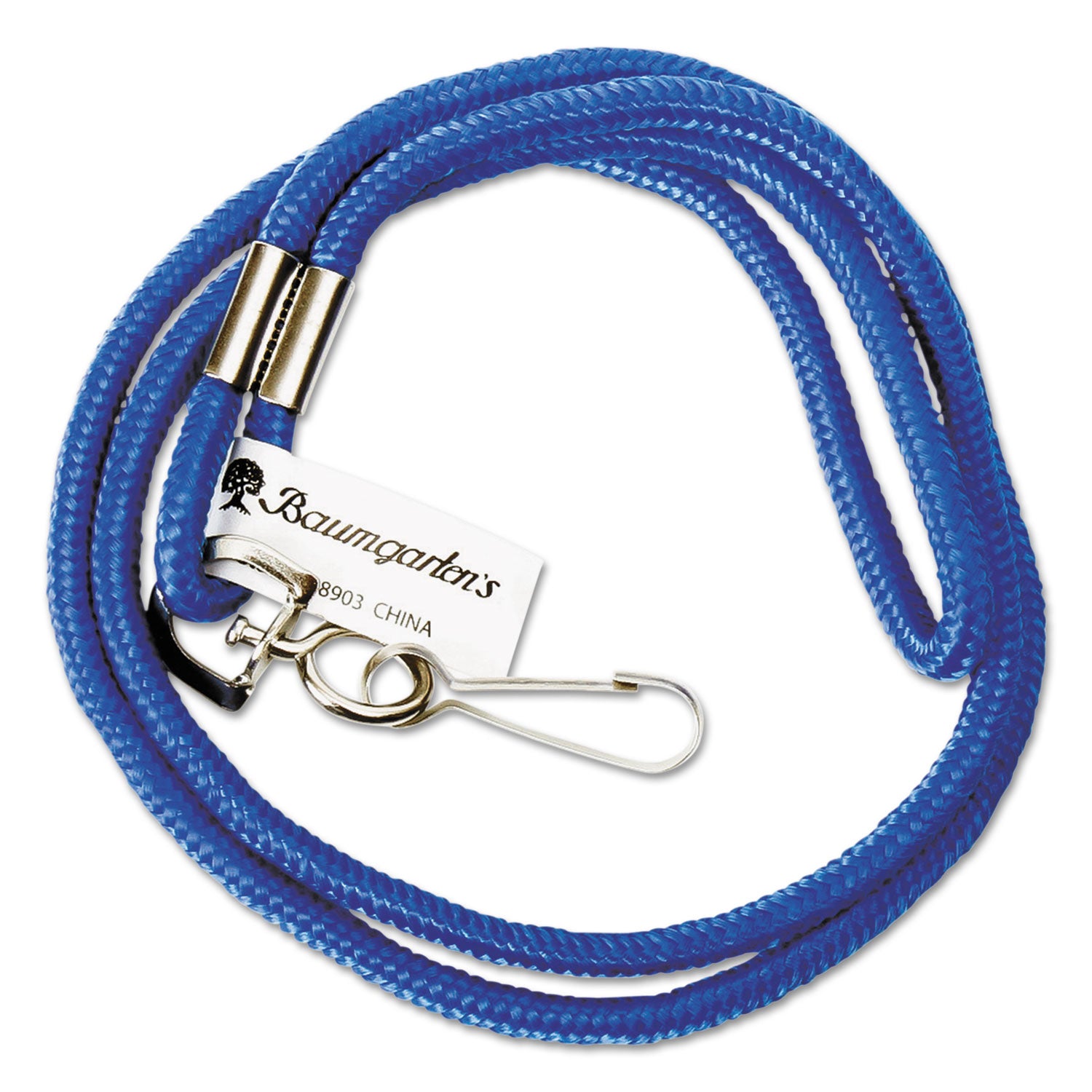 SICURIX® Rope Lanyard, Metal Hook Fastener, 36" Long, Nylon, Blue