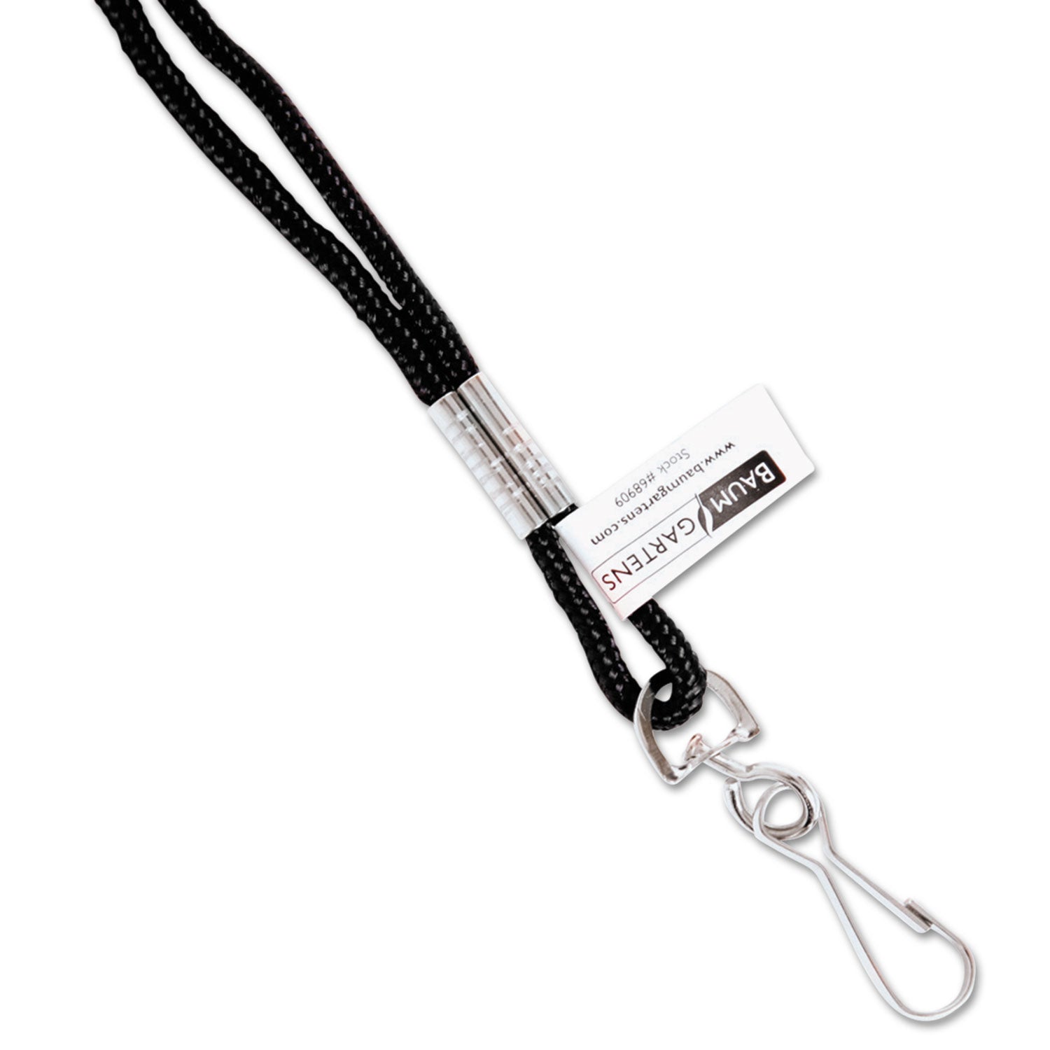 SICURIX® Rope Lanyard, Metal Hook Fastener, 36" Long, Nylon, Black