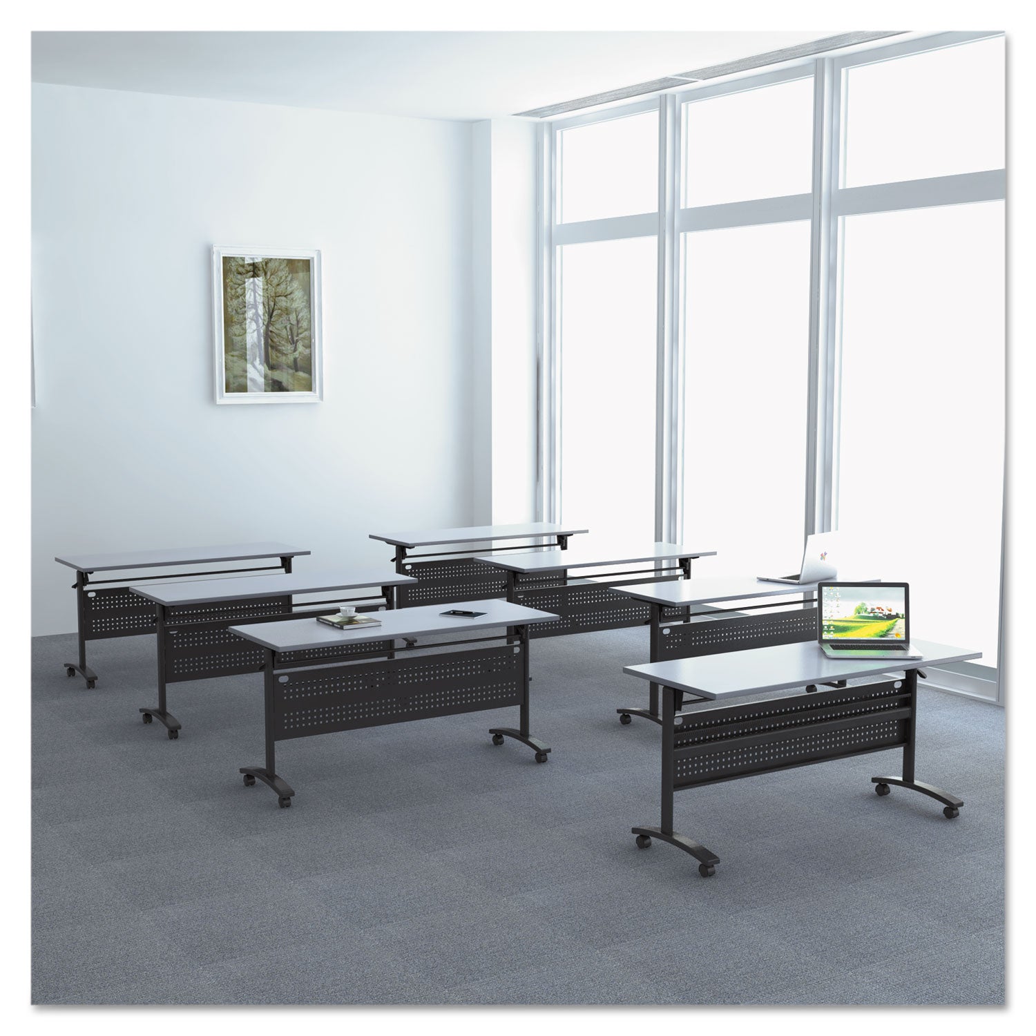 Alera® Alera Valencia Flip Training Table Base, Modesty Panel, 57.88w x 19.75d x 28.5h, Black