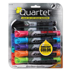 QUARTET MFG. EnduraGlide Dry Erase Marker, Broad Chisel Tip, Nine Assorted Colors, 12/Set - Flipcost