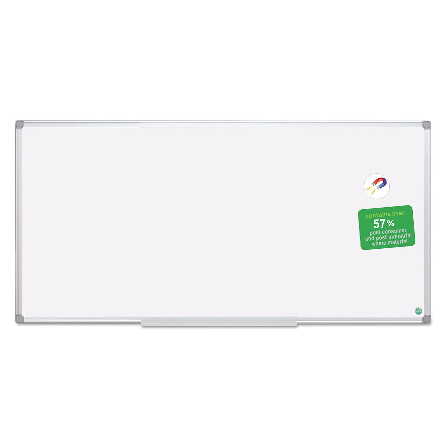 MasterVision® Earth Silver Easy-Clean Dry Erase Board, 96 x 48, White Surface, Silver Aluminum Frame