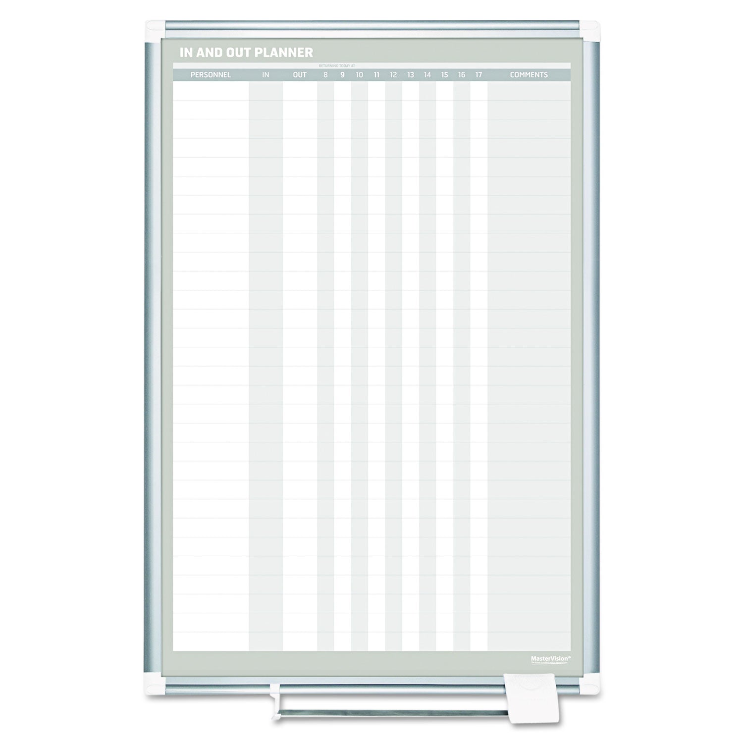 In-Out Magnetic Dry Erase Board, 24 x 36, White Surface, Silver Aluminum Frame