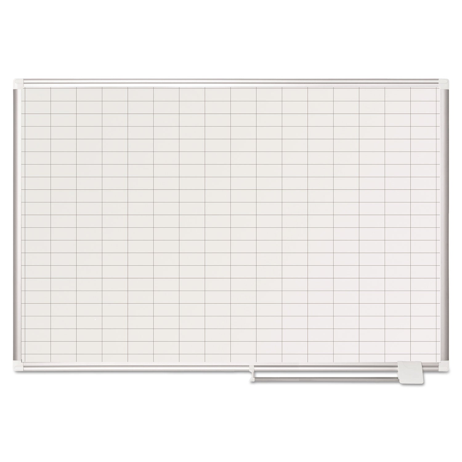 MasterVision® Gridded Magnetic Steel Dry Erase Planning Board, 1 x 2 Grid, 48 x 36, White Surface, Silver Aluminum Frame