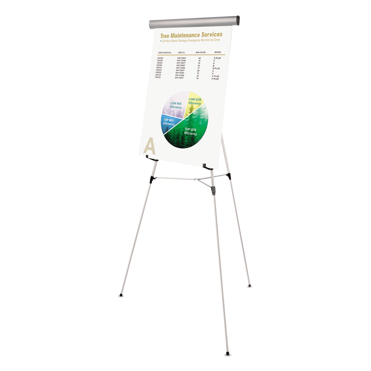 MasterVision® Telescoping Tripod Display Easel, Adjusts 38" to 69" High, Metal, Silver