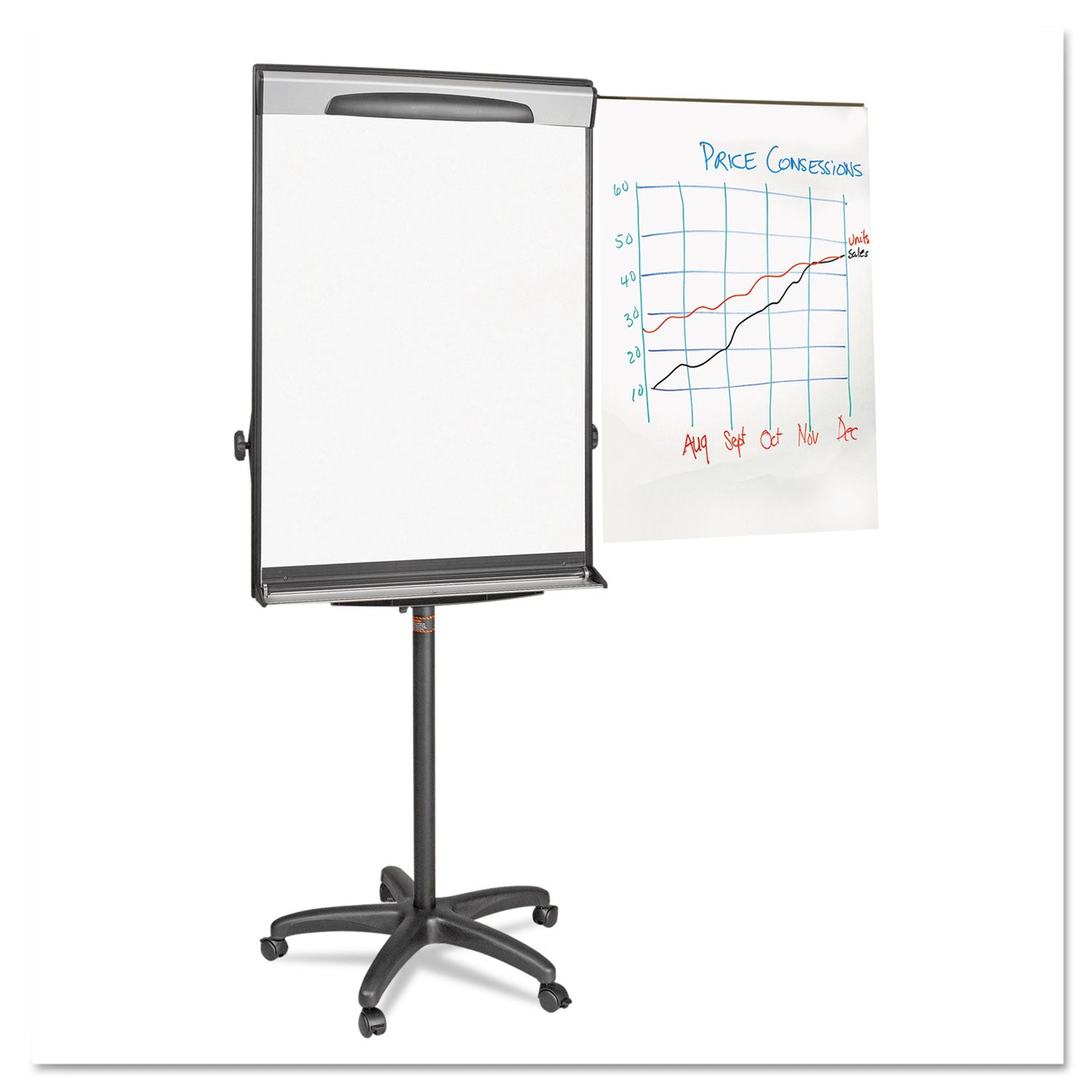 MasterVision® Tripod Extension Bar Magnetic Dry-Erase Easel, 69" to 78" High, Black/Silver