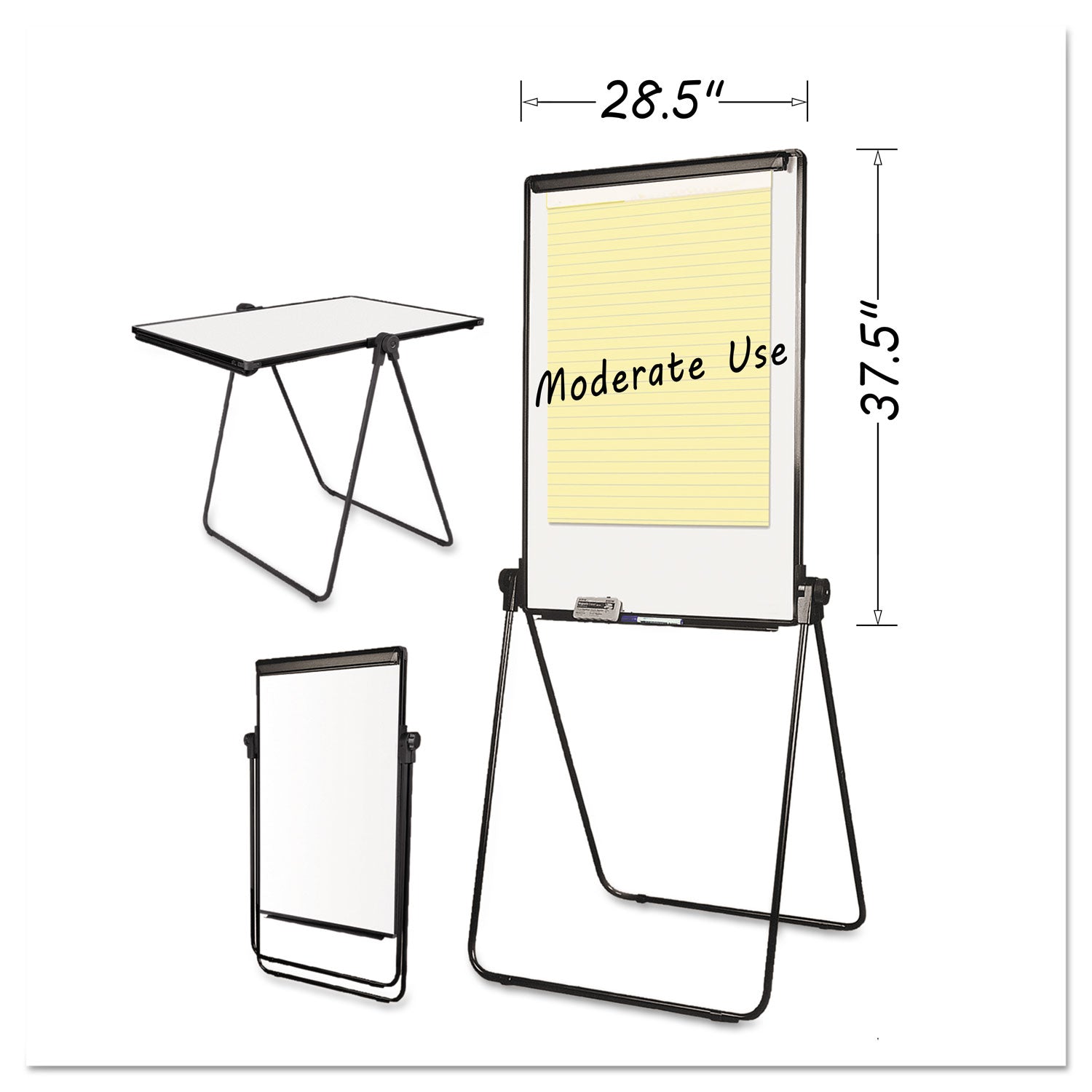 Folds-to-a-Table Melamine Easel, 28.5 x 37.5, White, Steel/Laminate