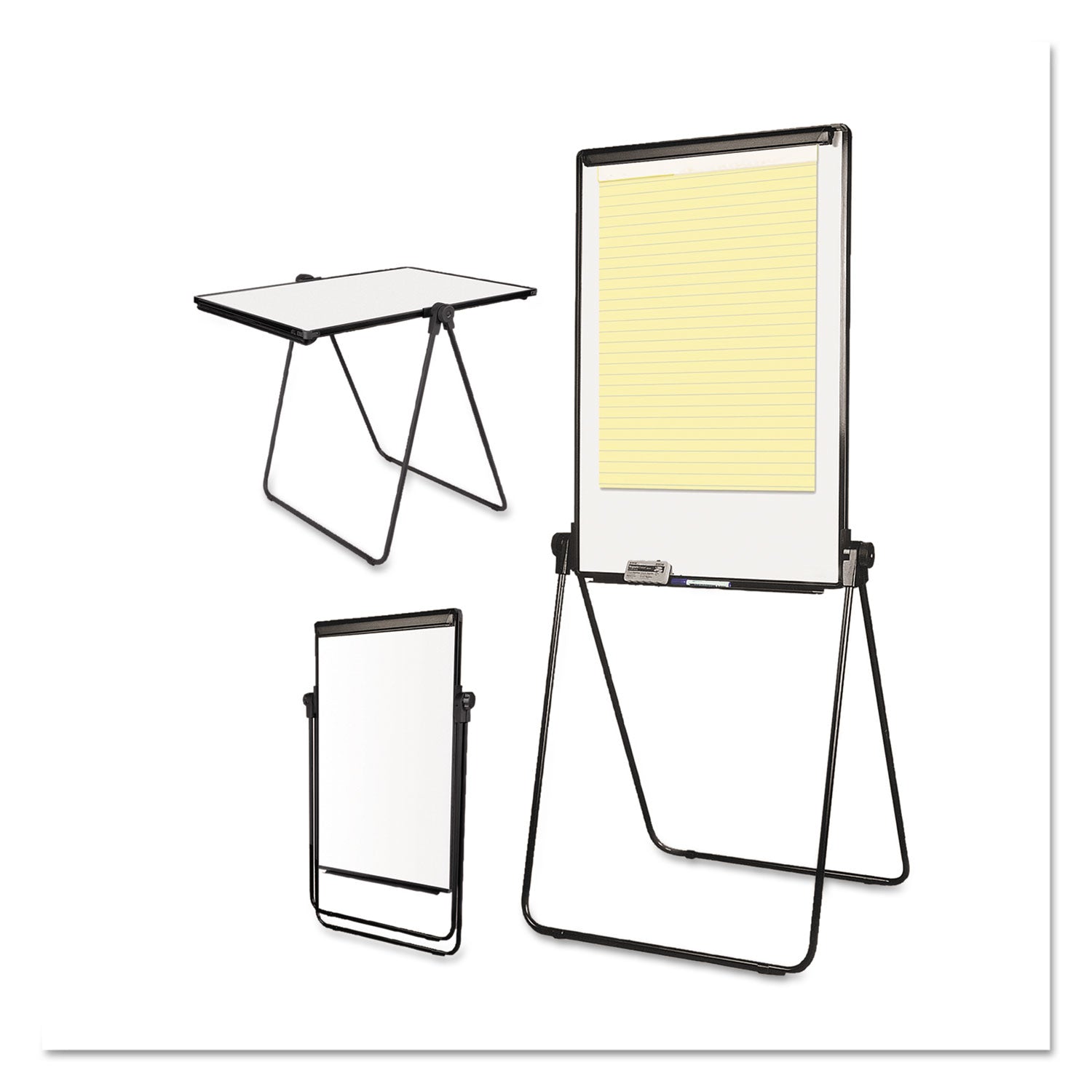 MasterVision® Folds-to-a-Table Melamine Easel, 28.5 x 37.5, White, Steel/Laminate