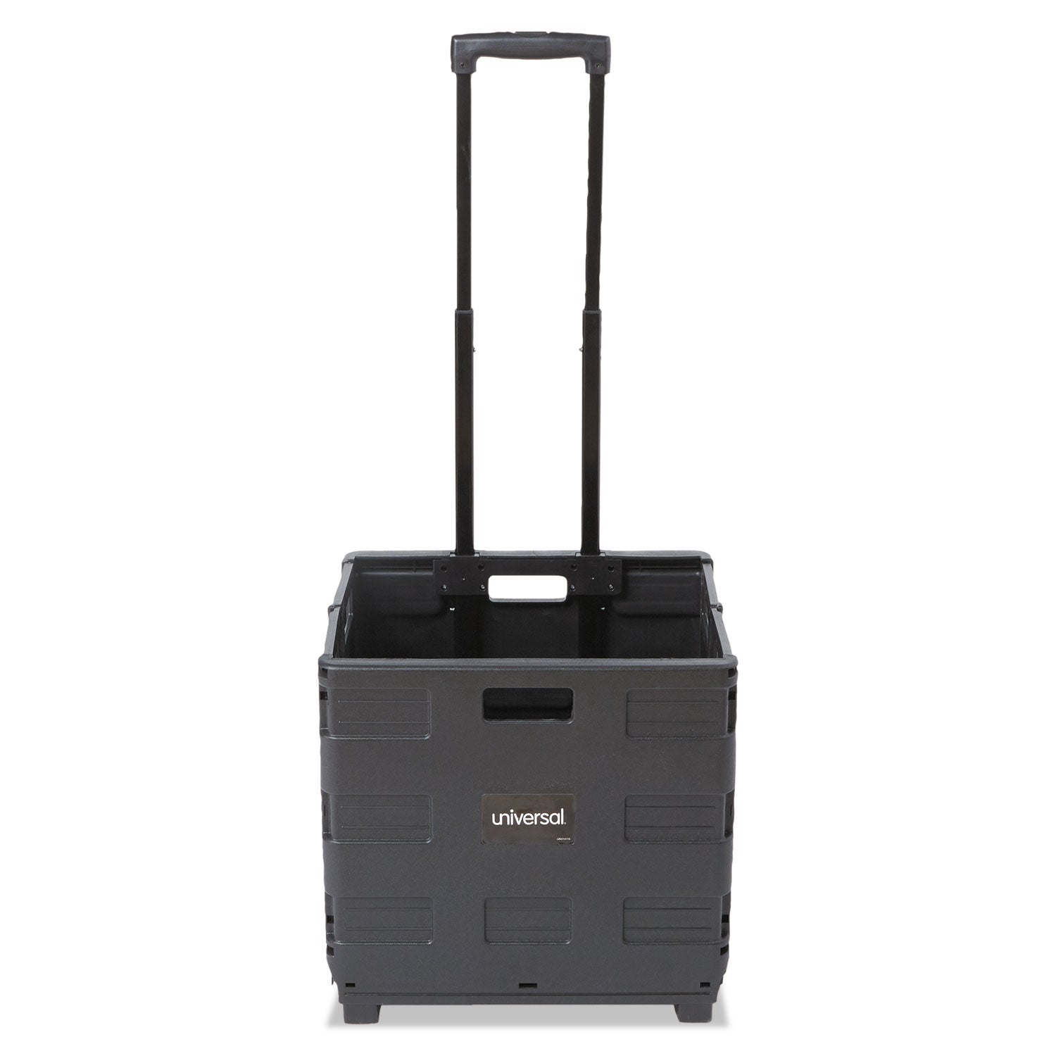 Universal® Collapsible Mobile Storage Crate, Plastic, 18.25 x 15 x 18.25 to 39.37, Black