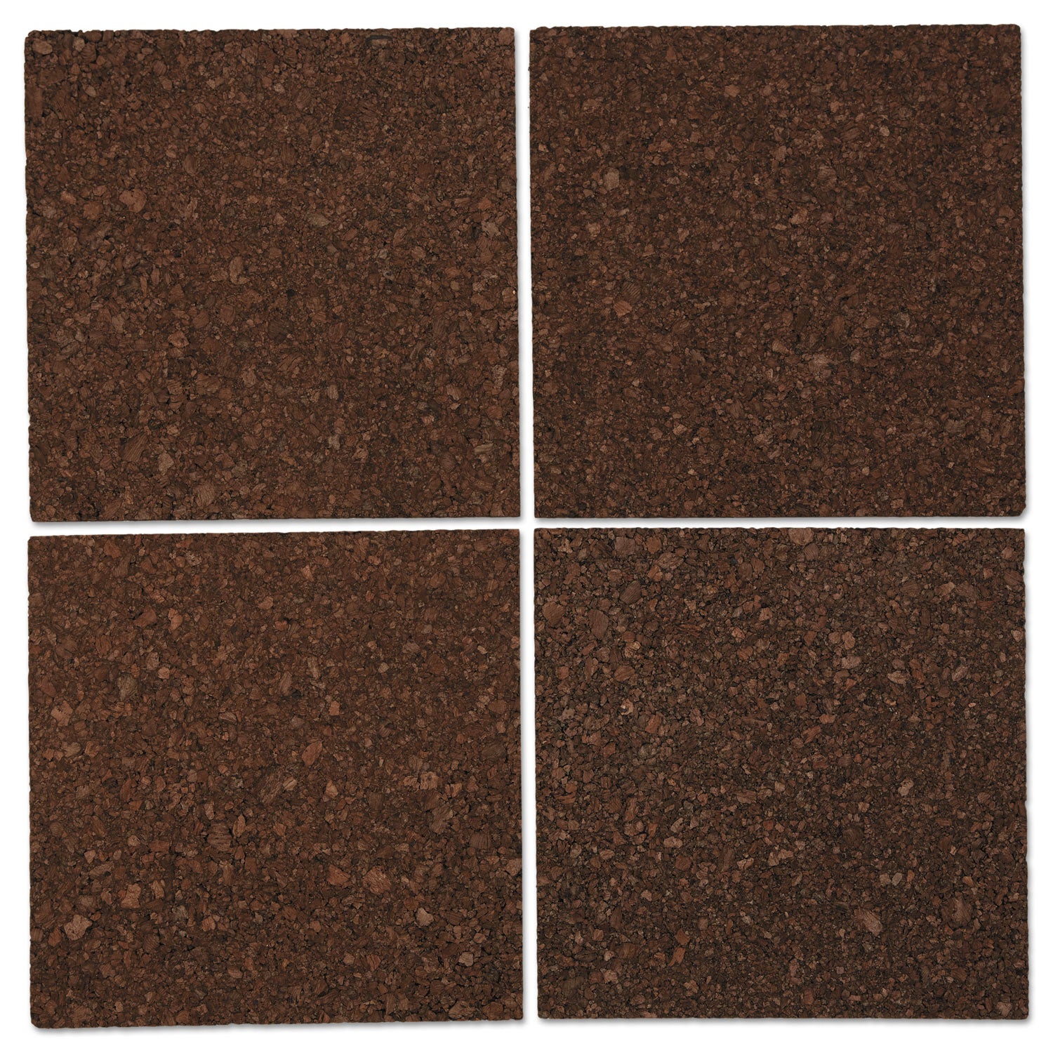 Universal® Cork Tile Panels, 12 x 12, Dark Brown Surface, 4/Pack