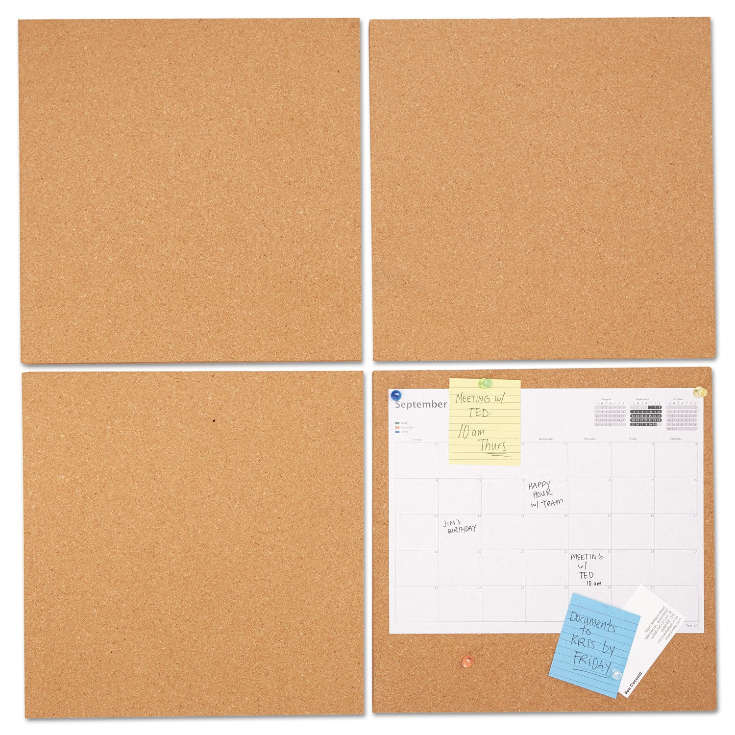 Cork Tile Panels, 12 x 12, Brown Surface, 4/Pack