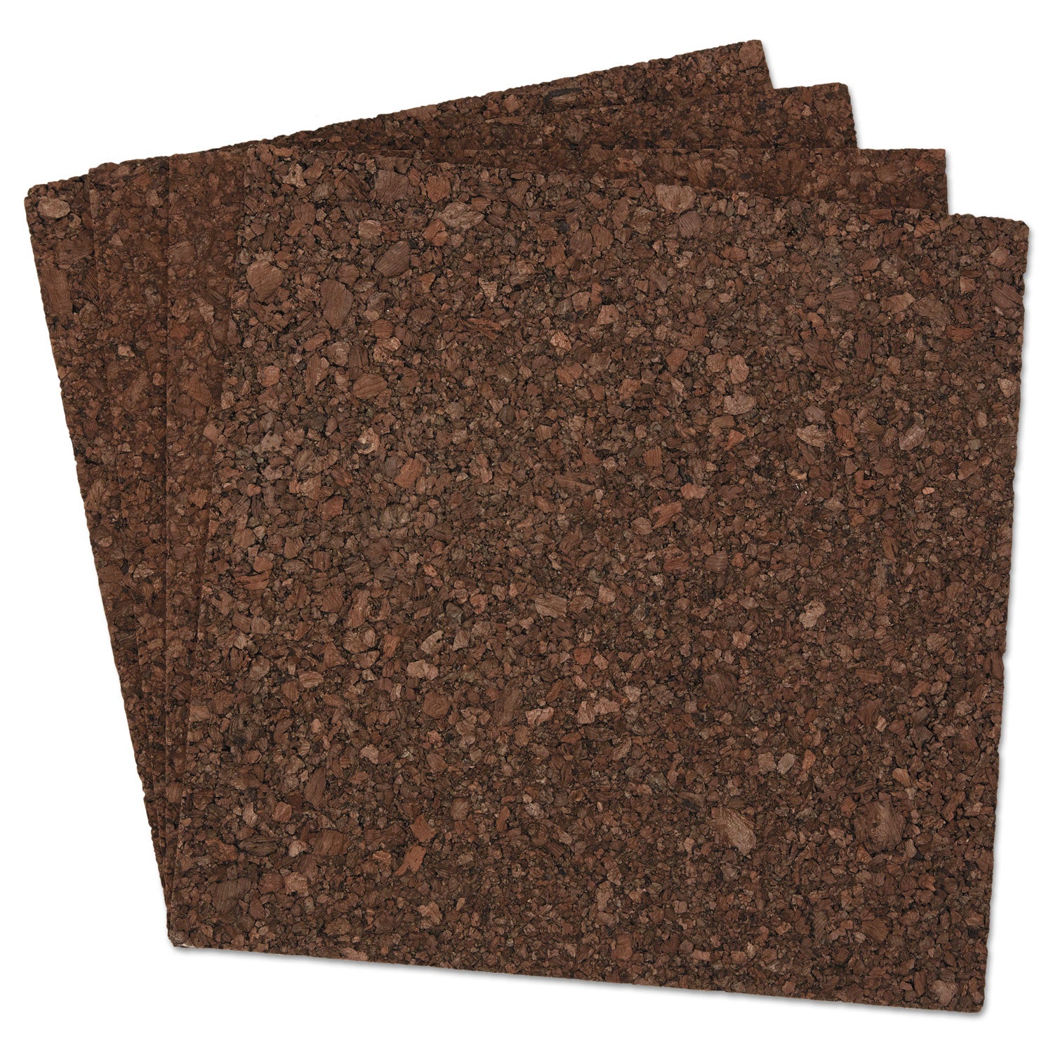 Universal® Cork Tile Panels, 12 x 12, Dark Brown Surface, 4/Pack