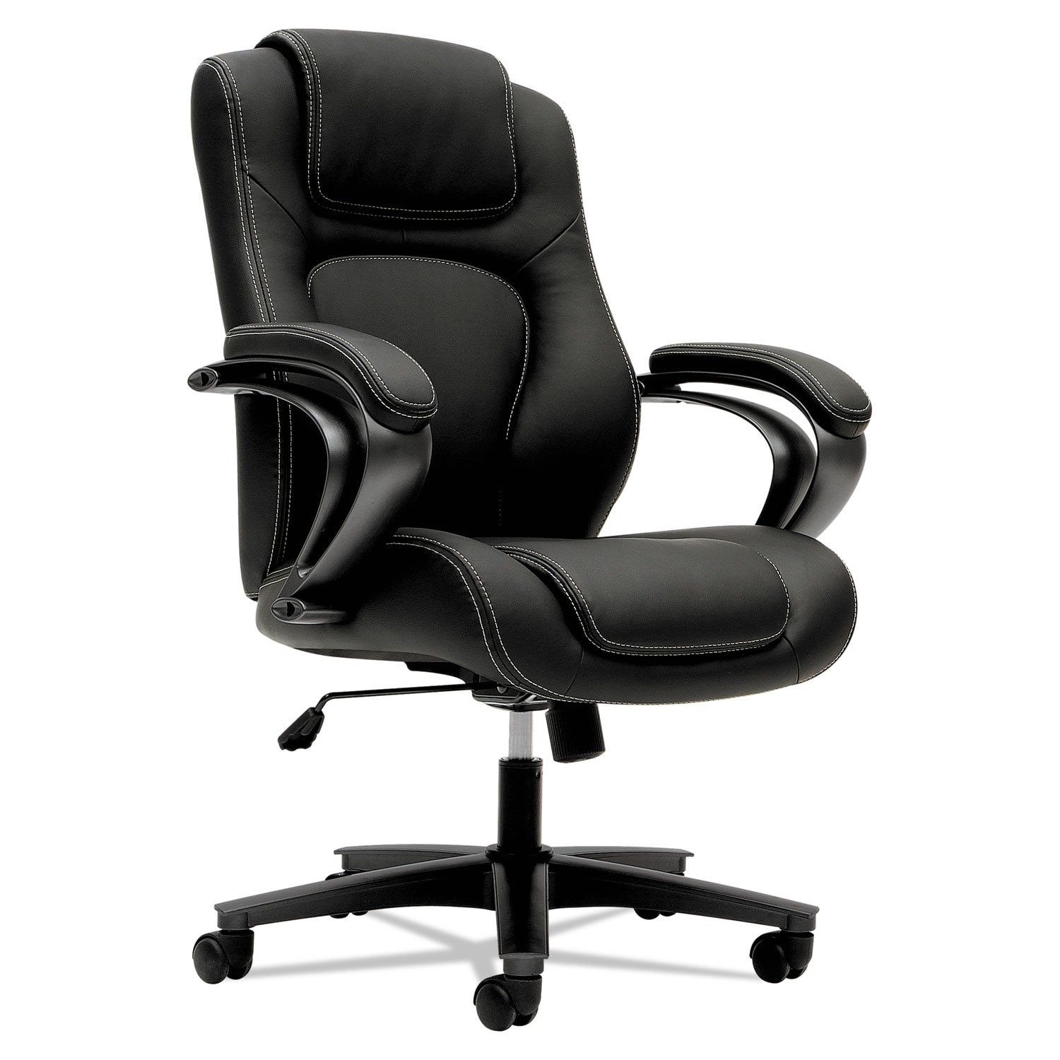 HVL402 Series Executive High-Back Chair, Supports Up to 250 lb, 17" to 21" Seat Height, Black Seat/Back, Iron Gray Base