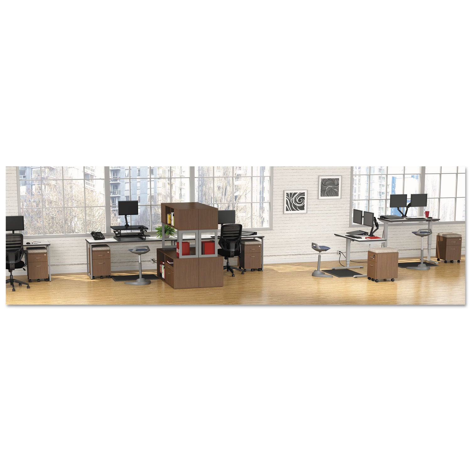 Alera® Alera Open Office Desk Series Hutch, 59w x 15d x 36.38h, Modern Walnut