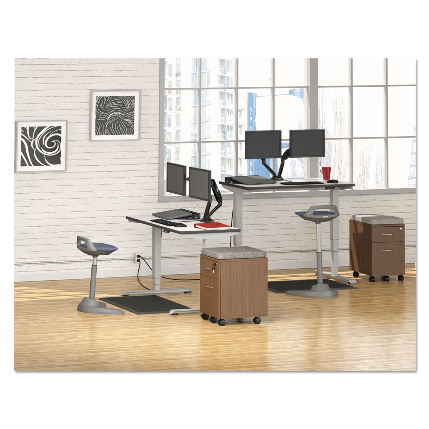 Alera® AdaptivErgo Sit-Stand 3-Stage Electric Height-Adjustable Table Base with Memory Control, 48.06" x 24.35" x 25" to 50.7", Gray