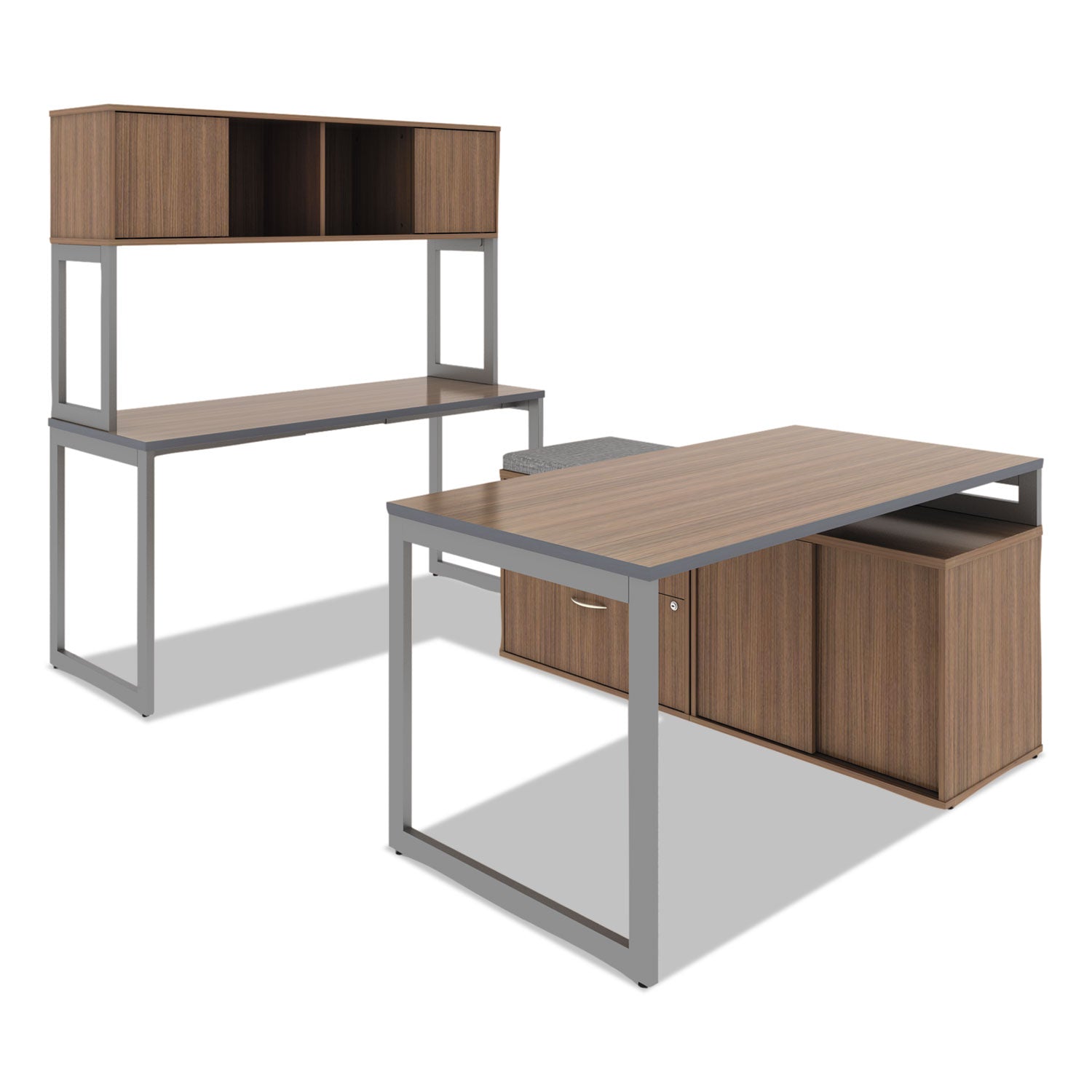 Alera® Alera Open Office Desk Series Adjustable O-Leg Desk Base, 47.25 to 70.78w x 23.63d x 28.5h, Silver