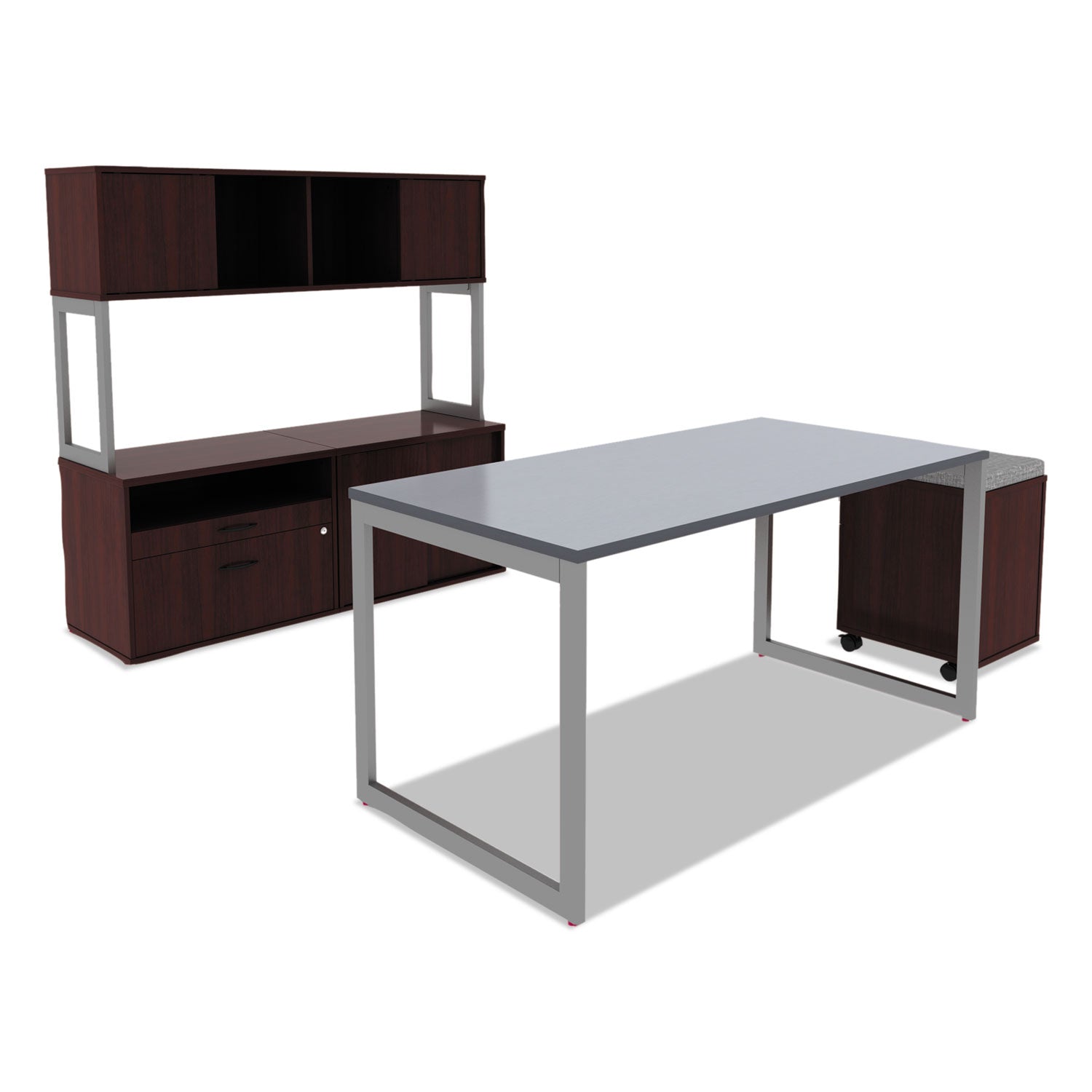 Alera® Alera Valencia Series Mobile Pedestal, Left or Right, 2-Drawers: Box/File, Legal/Letter, Mahogany, 15.88" x 19.13" x 22.88"