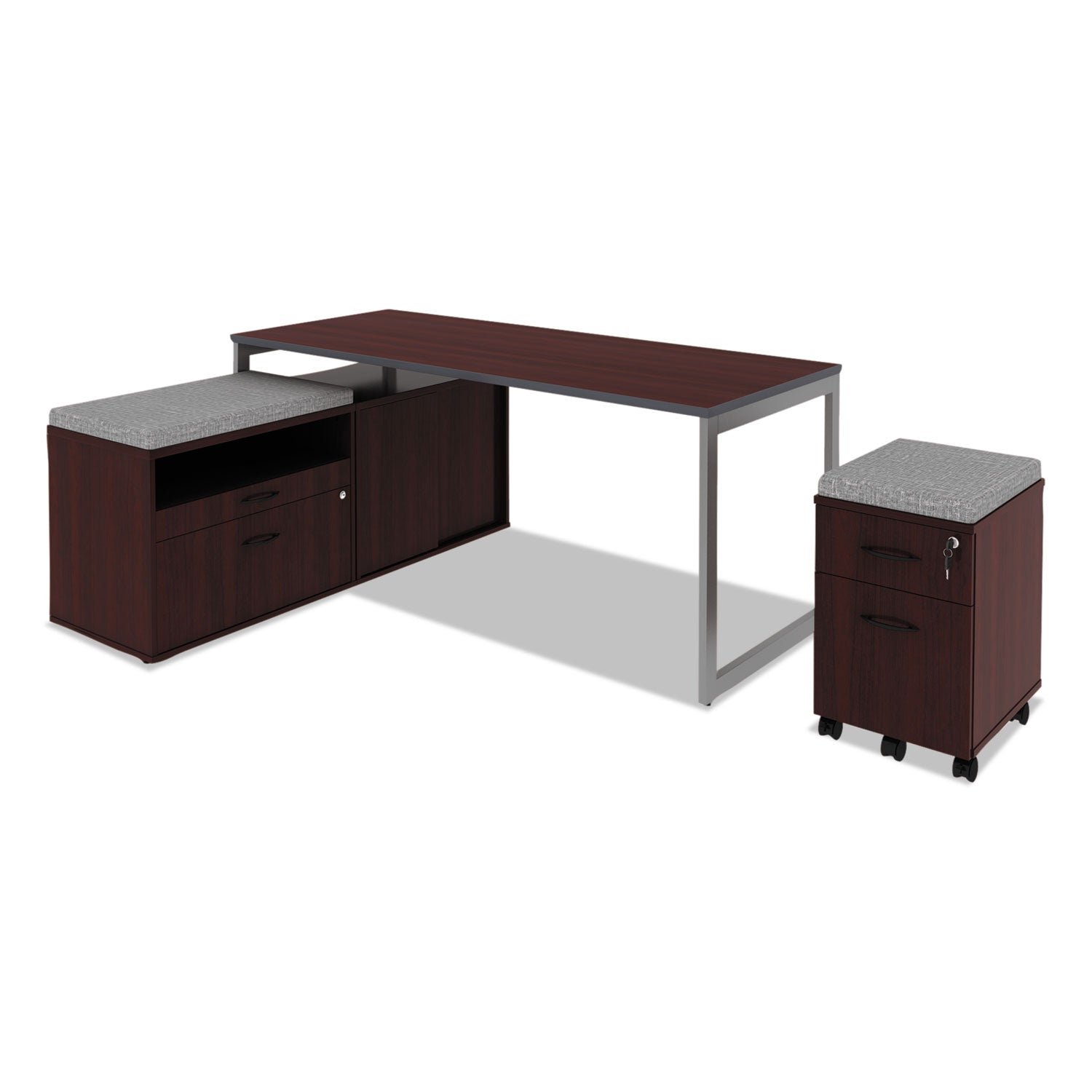 Alera® Alera Valencia Series Mobile Pedestal, Left or Right, 2-Drawers: Box/File, Legal/Letter, Mahogany, 15.88" x 19.13" x 22.88"