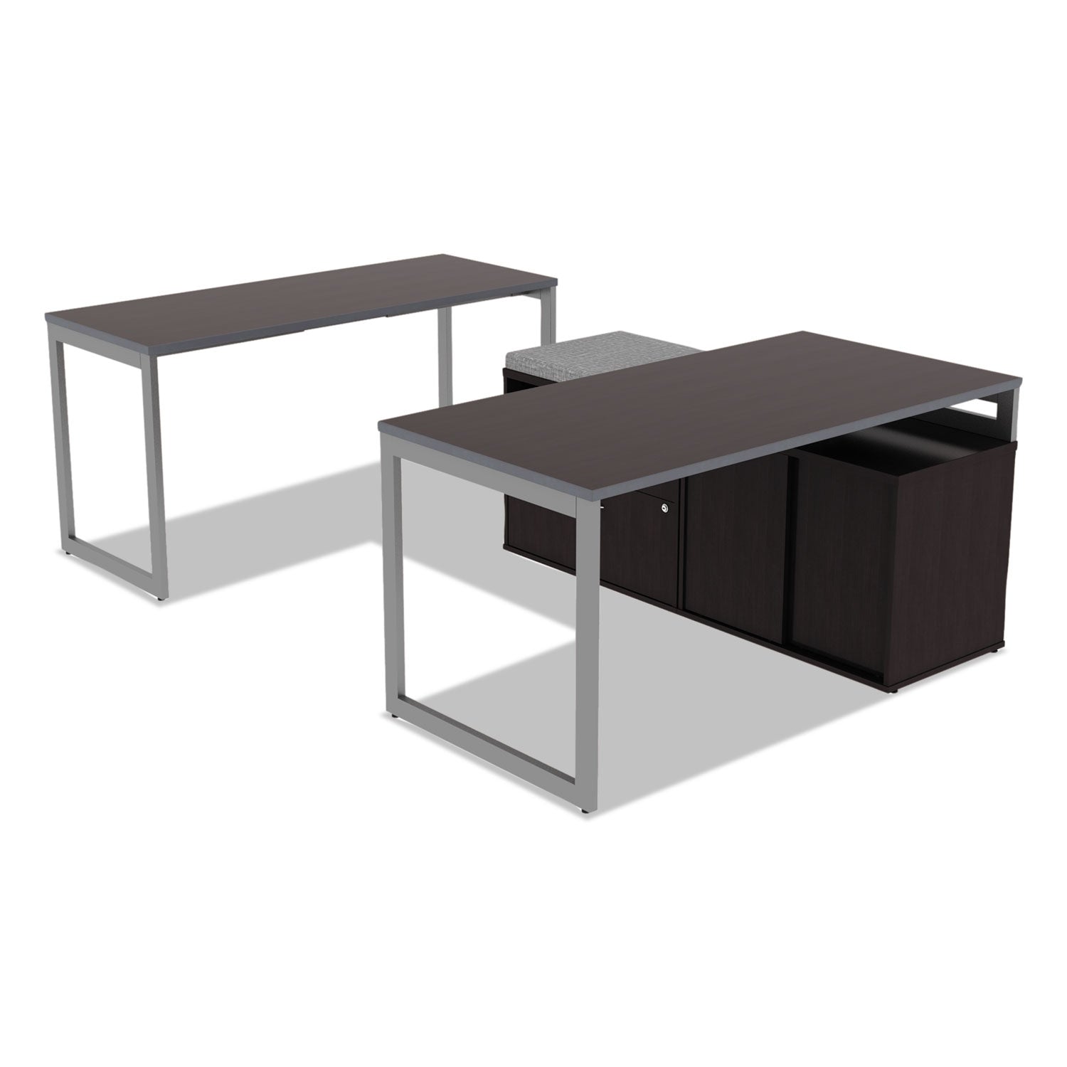 Alera® Alera Open Office Desk Series Adjustable O-Leg Desk Base, 47.25 to 70.78w x 23.63d x 28.5h, Silver