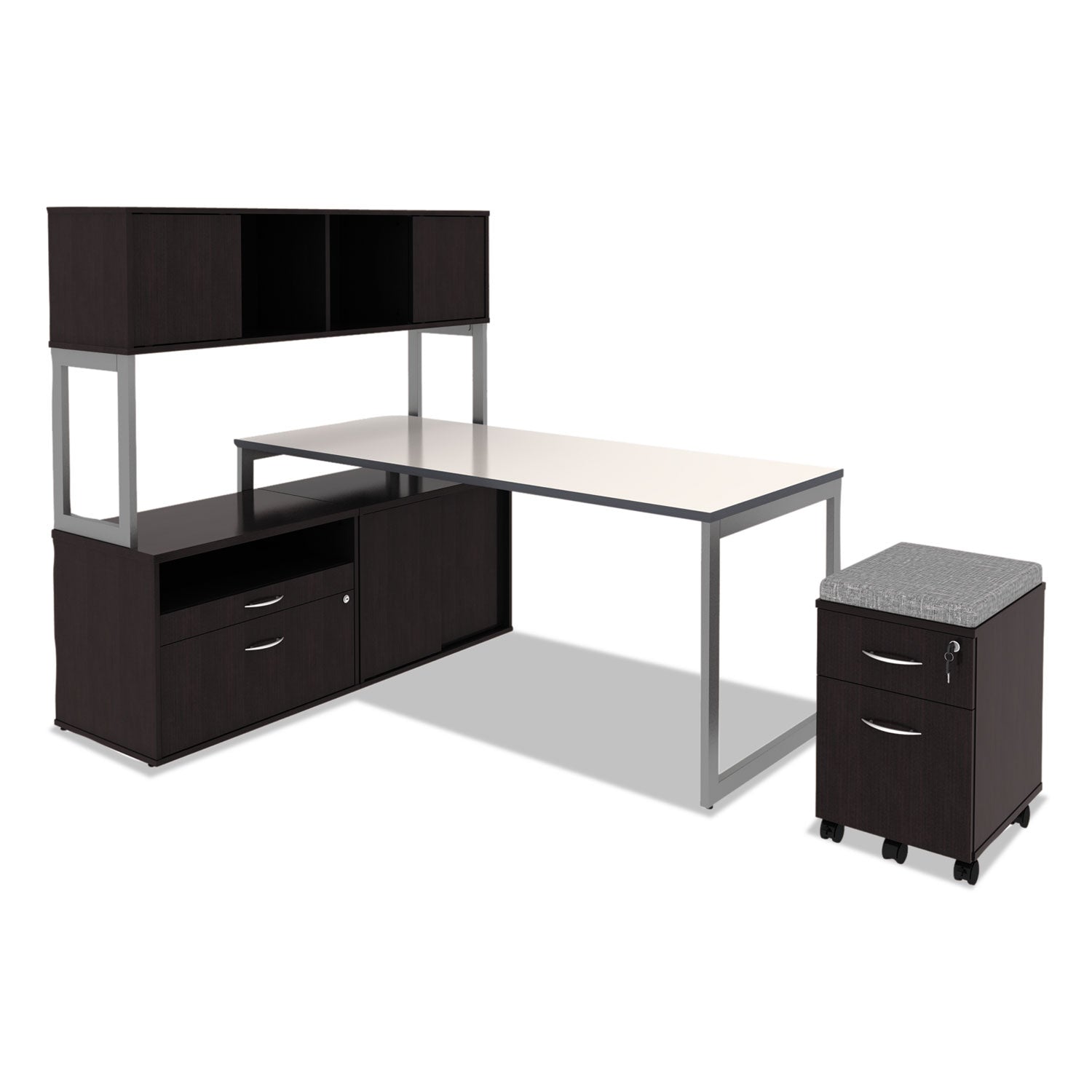 Alera® Alera Valencia Series Mobile Pedestal, Left or Right, 2-Drawers: Box/File, Legal/Letter, Espresso, 15.88" x 19.13" x 22.88"