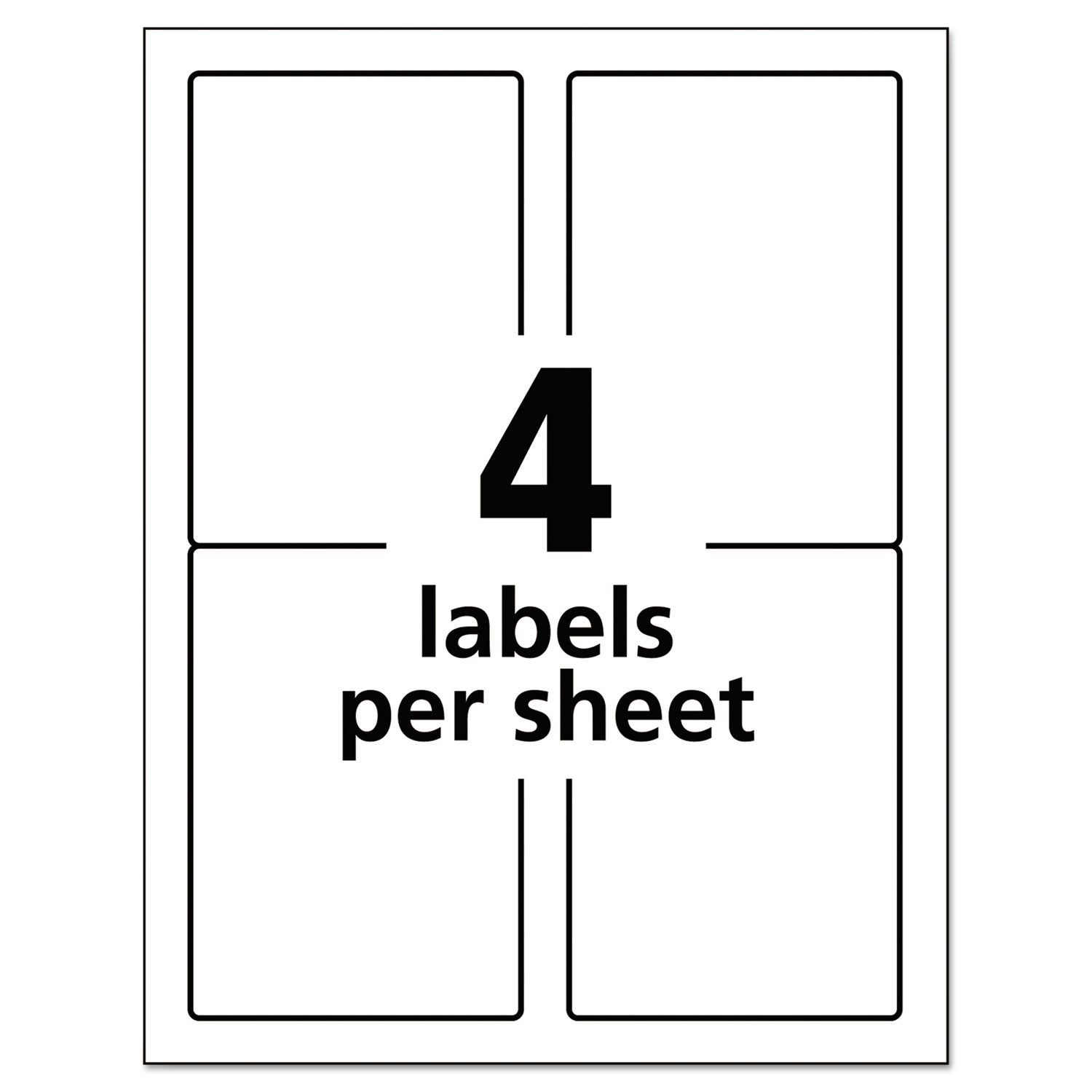 Avery® Durable Permanent ID Labels with TrueBlock Technology, Laser Printers, 3.5 x 5, White, 4/Sheet, 50 Sheets/Pack