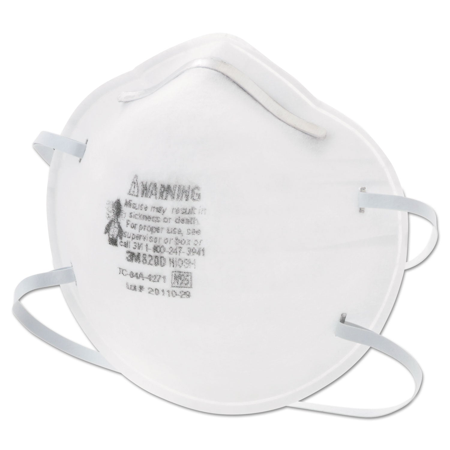 3M™ N95 Particle Respirator 8200 Mask, Standard Size, 20/Box