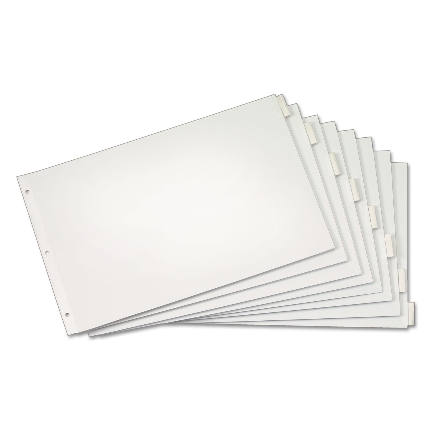 Cardinal® Paper Insertable Dividers, 8-Tab, 11 x 17, White, Clear Tabs, 1 Set