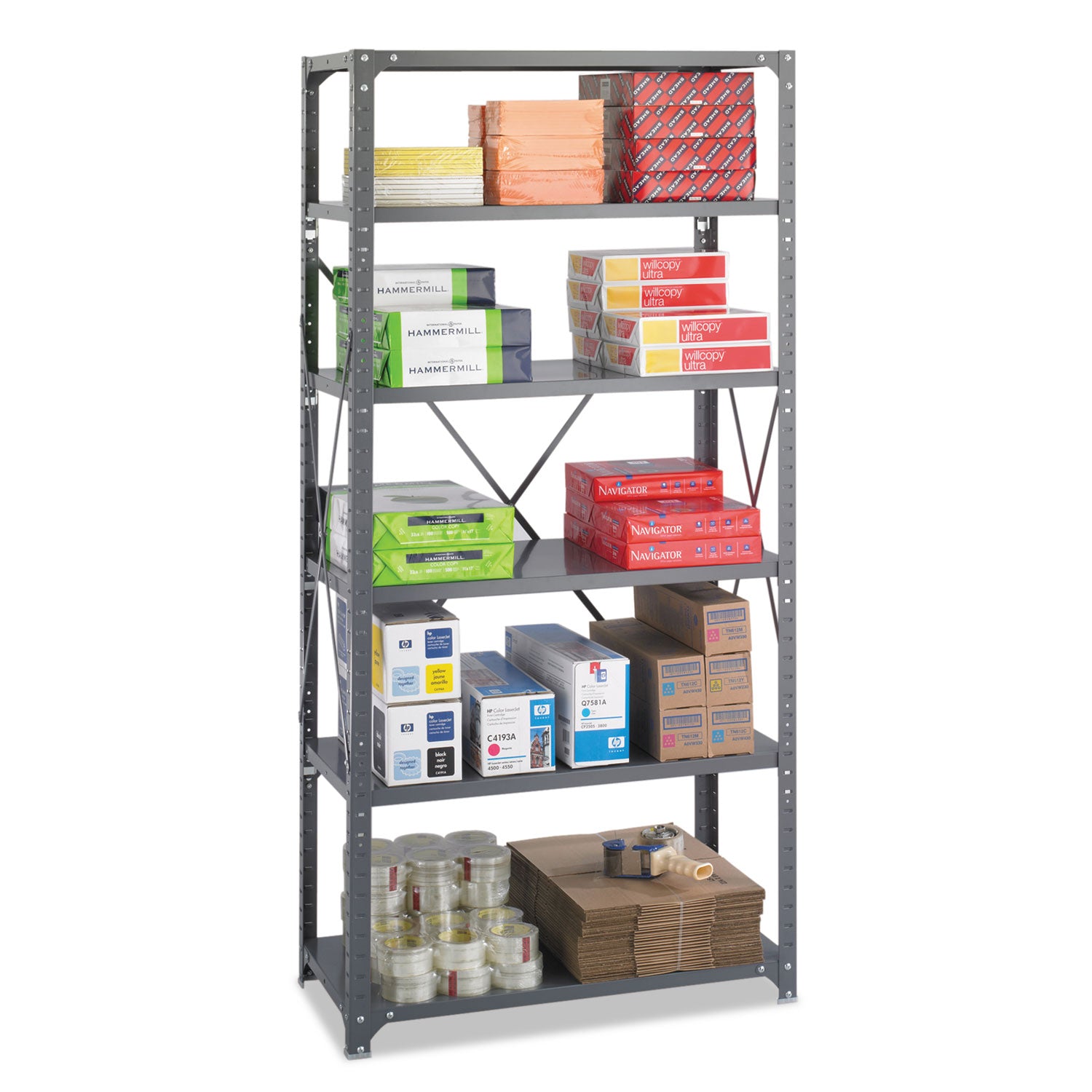 Safco® Commercial Steel Shelving Unit, Six-Shelf, 36w x 18d x 75h, Dark Gray