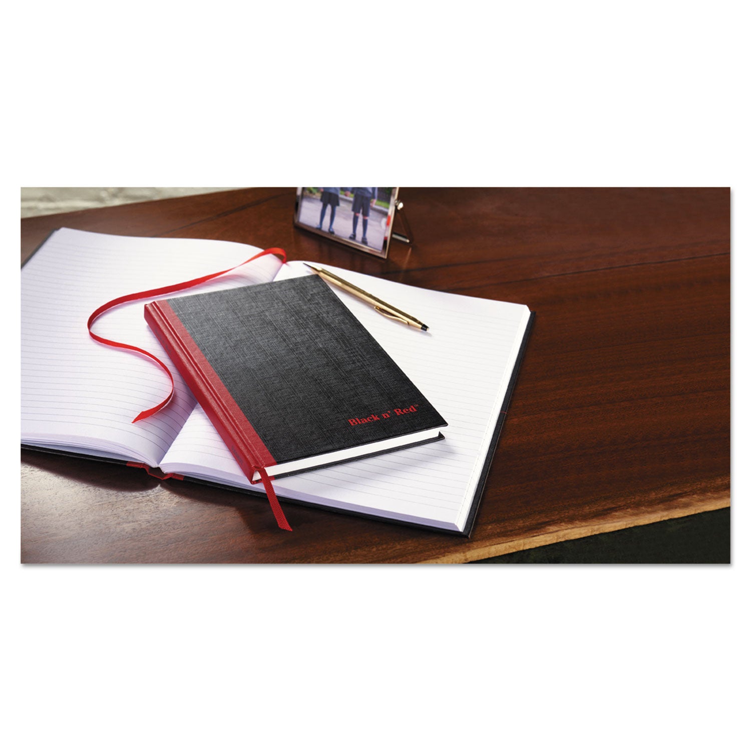 Black n' Red™ Hardcover Casebound Notebooks, SCRIBZEE Compatible, 1-Subject, Wide/Legal Rule, Black Cover, (96) 8.25 x 5.63 Sheets