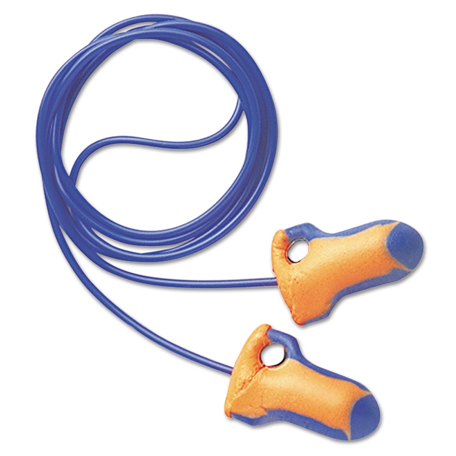 LT-30 Laser Trak Single-Use Earplugs, Corded, 32NRR, Orange/Blue, 100 Pairs