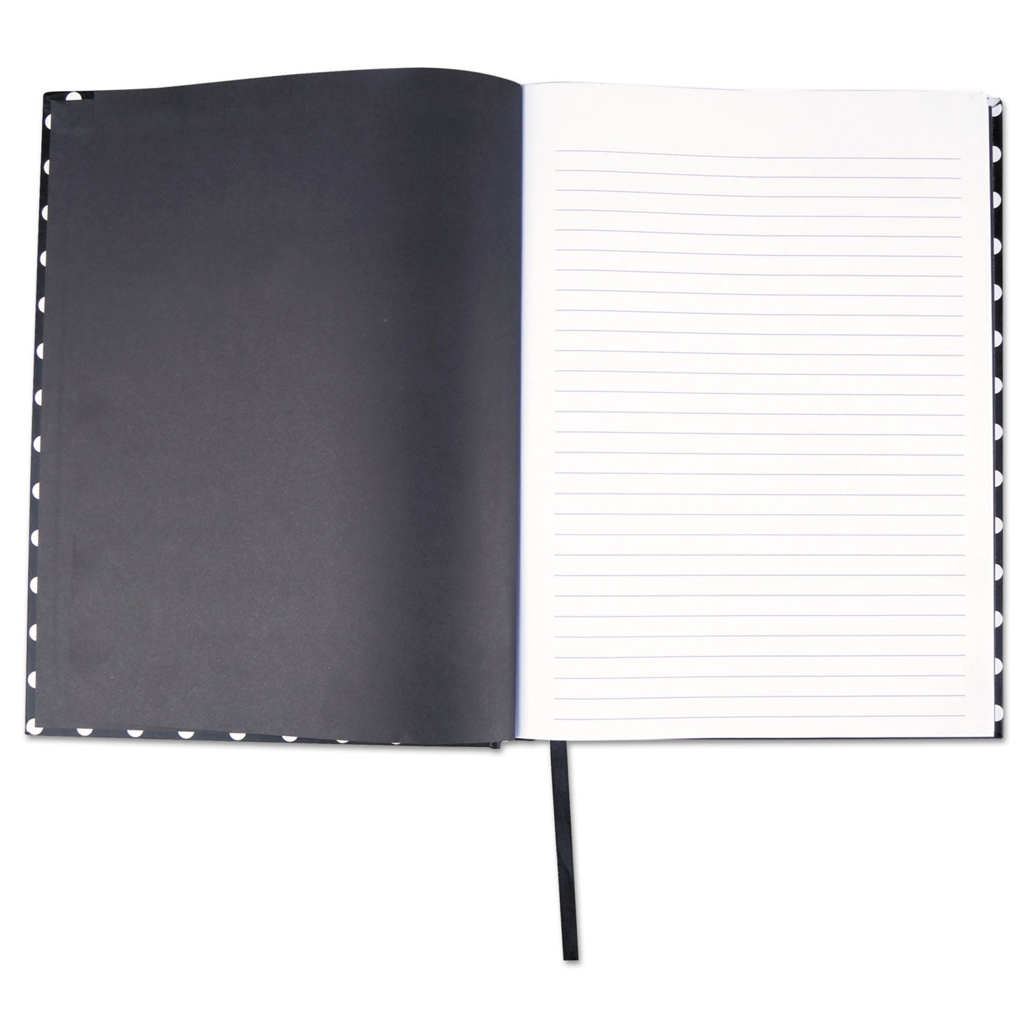 Universal® Casebound Hardcover Notebook, 1-Subject, Wide/Legal Rule, Black/White Cover, (150) 10.25 x 7.63 Sheets